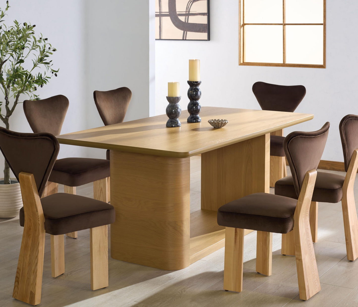 SAFAVIEH Home Collection - Howard Natural Oak Wood Dining Table, Modern Rectangle Pedestal Base, Contemporary Design (SFV7250A)