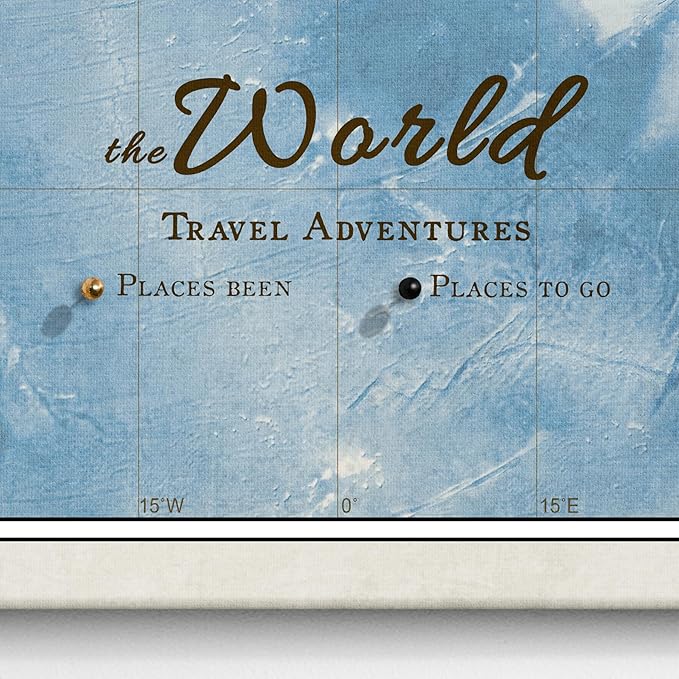 Canvas World Map with Cork Pin Board - English Lettering - Decorative Wall Decoration for All Rooms - Canvas Pictures with World Map Motif (70x50 cm, Pattern 15)