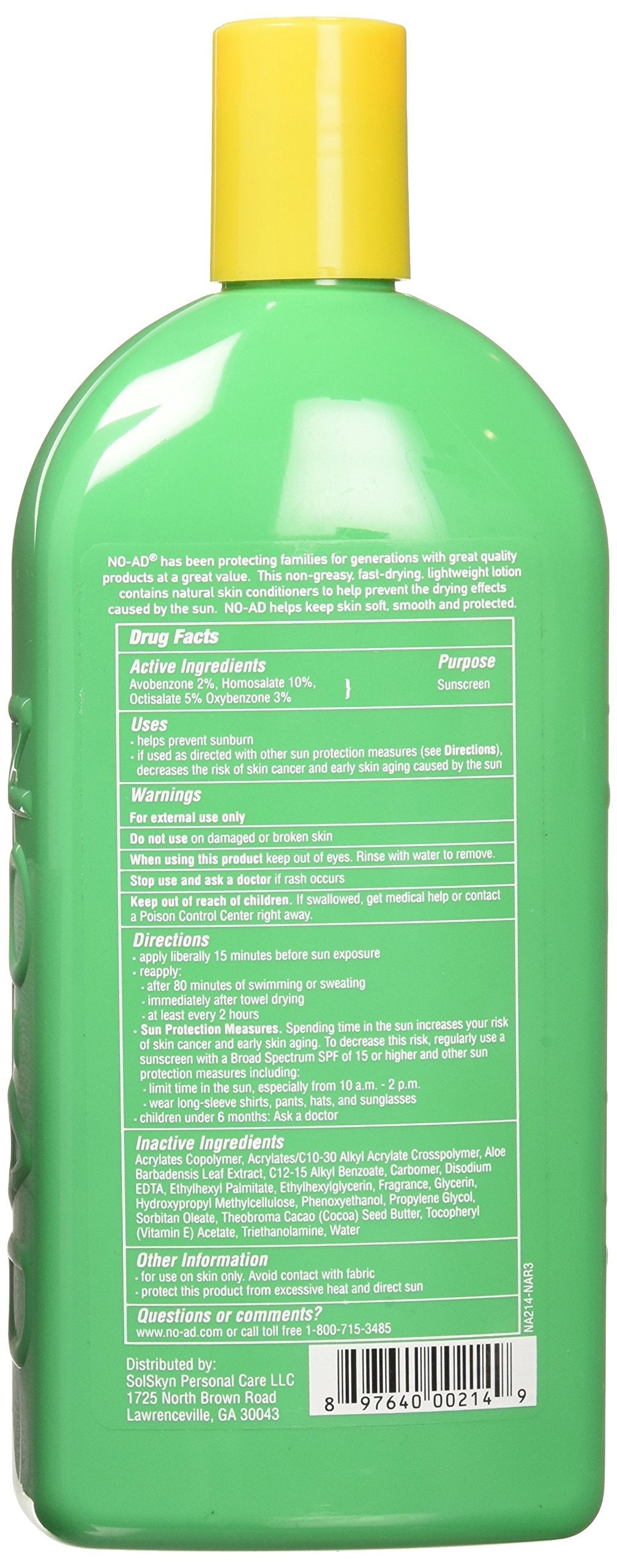 NO-AD Sunscreen Lotion SPF 30 , 16 Fl Oz (2 Pack)