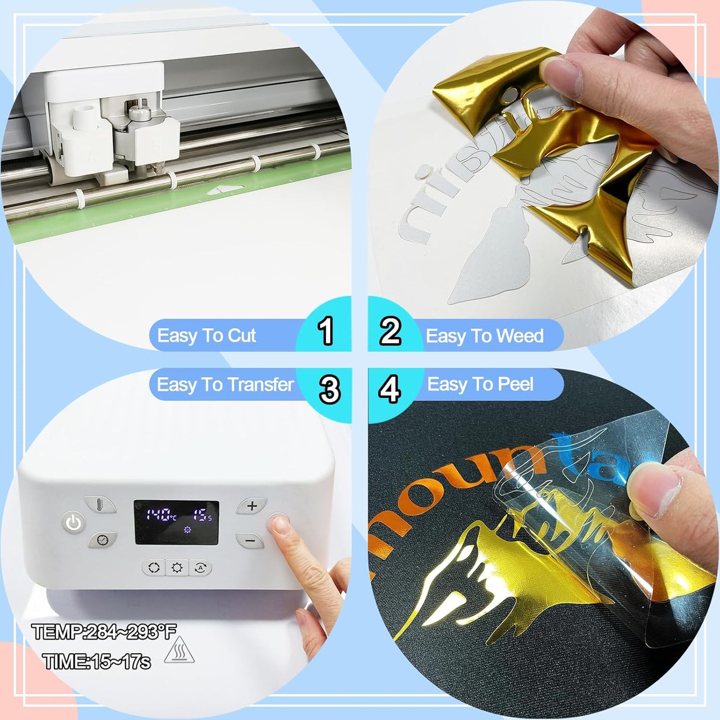 ROFISUESheet MetallicFoil HeatTransferVinyl12Inch*10Inch*12pcsBundleChrome HTV VibrantColors for Stunning T-Shirt DesignsPerfect forDIY (Foil Engraved Film in Thunder Color, 12Inch*10Inch*12pcs)