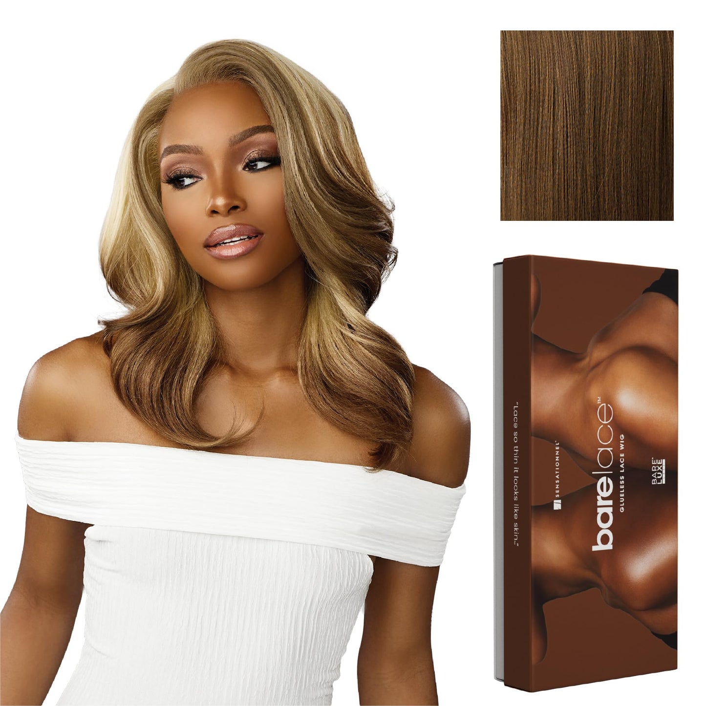 Sensationnel Bare lace 13x6 wigs - unit 14 lacefrontal glueless synthetic 180 degree preplucked hairline (MOCHABROWN)