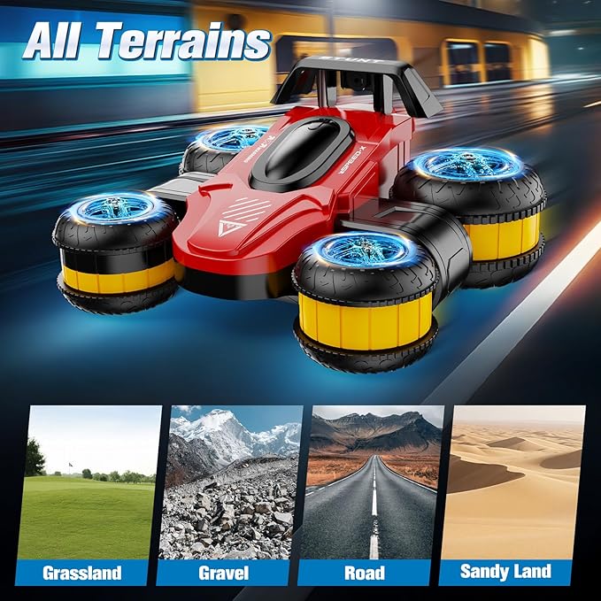High Speed Drift Remote Control Stunt Deformation Car, Birthday Gifts, for Boys and Girls 4-16 Years Old (Green)