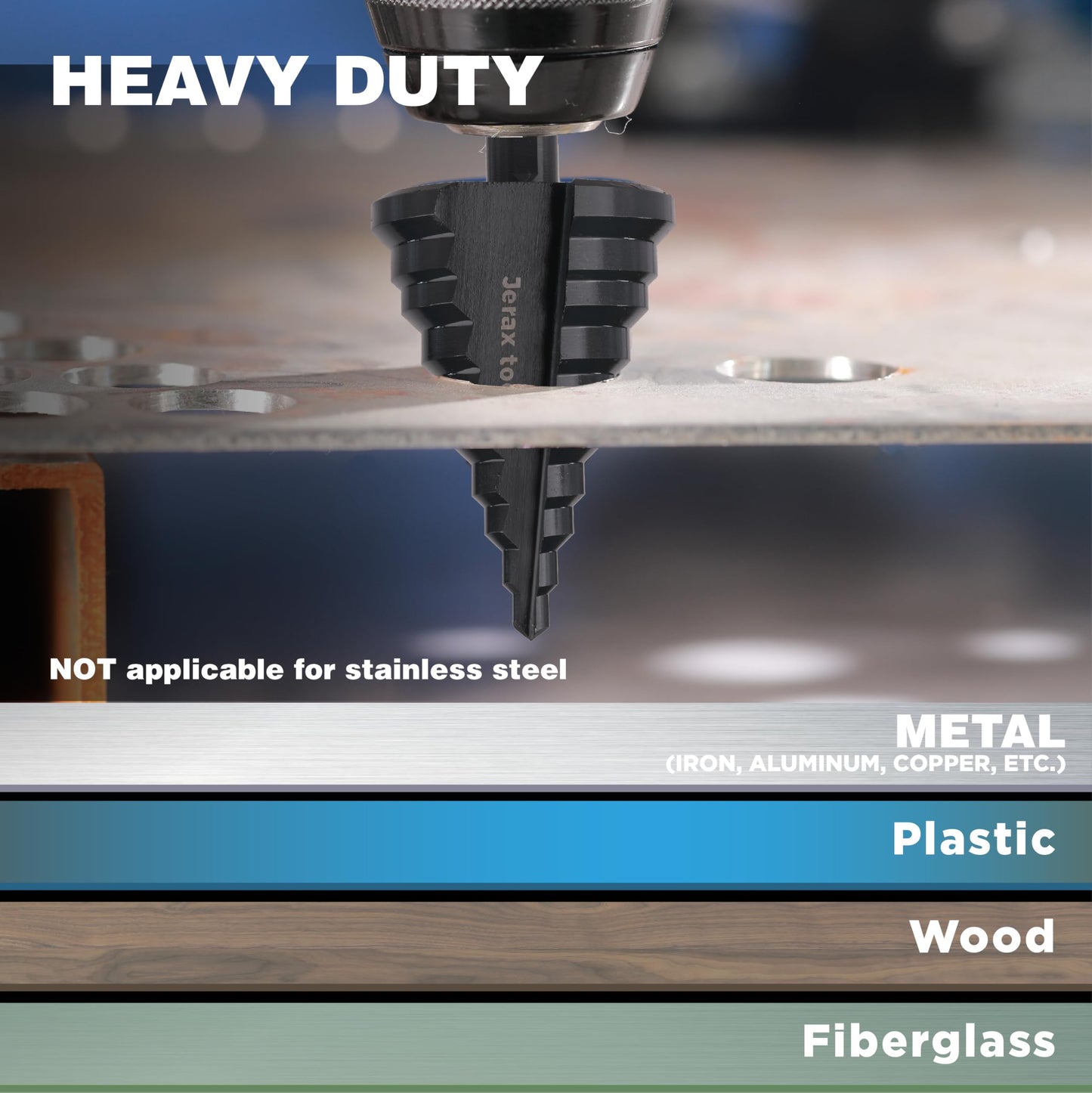 HSS 1/4-2 Inch Large High Speed Steel Step Drill bits, Doubles Flutes Large Step Bits for Hole Drilling in Iron, Copper, Aluminum, Wood, Plastic Visit The Jerax tools Store