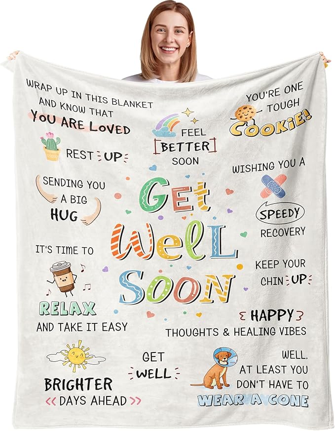 Julazy Get Well Gifts For Women/Men After Surgery Blanket 50"X60", Cancer Care Gifts For Women, Surgery Recovery/Feel Bett...