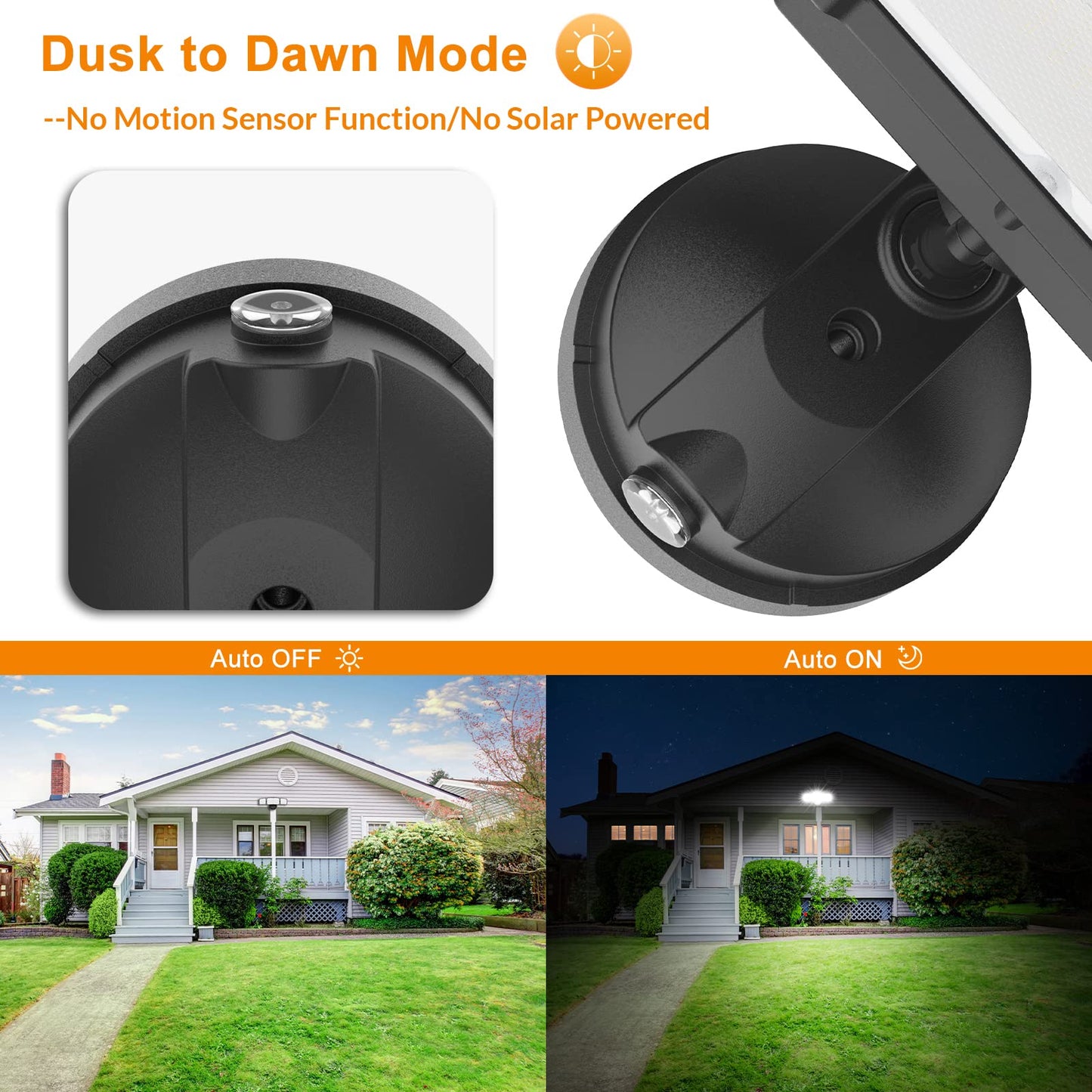 Lepower 3500Lm Dusk To Dawn Led Security Light, 35W, 3 Heads, Ip65 Waterproof, Black, Model Yy02B-Bl