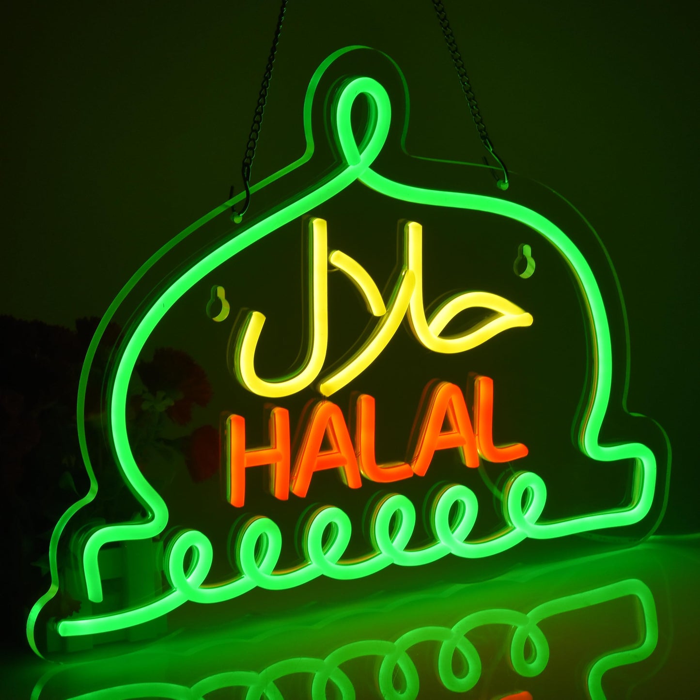 Jomobuty Halal Neon Signs Halal Food Arabic Restaurants Led Light Up Signs For Business Store Wall Decor With Dimmable Switch Christmas Party Gift Usb Powered 16.1 X 11.8