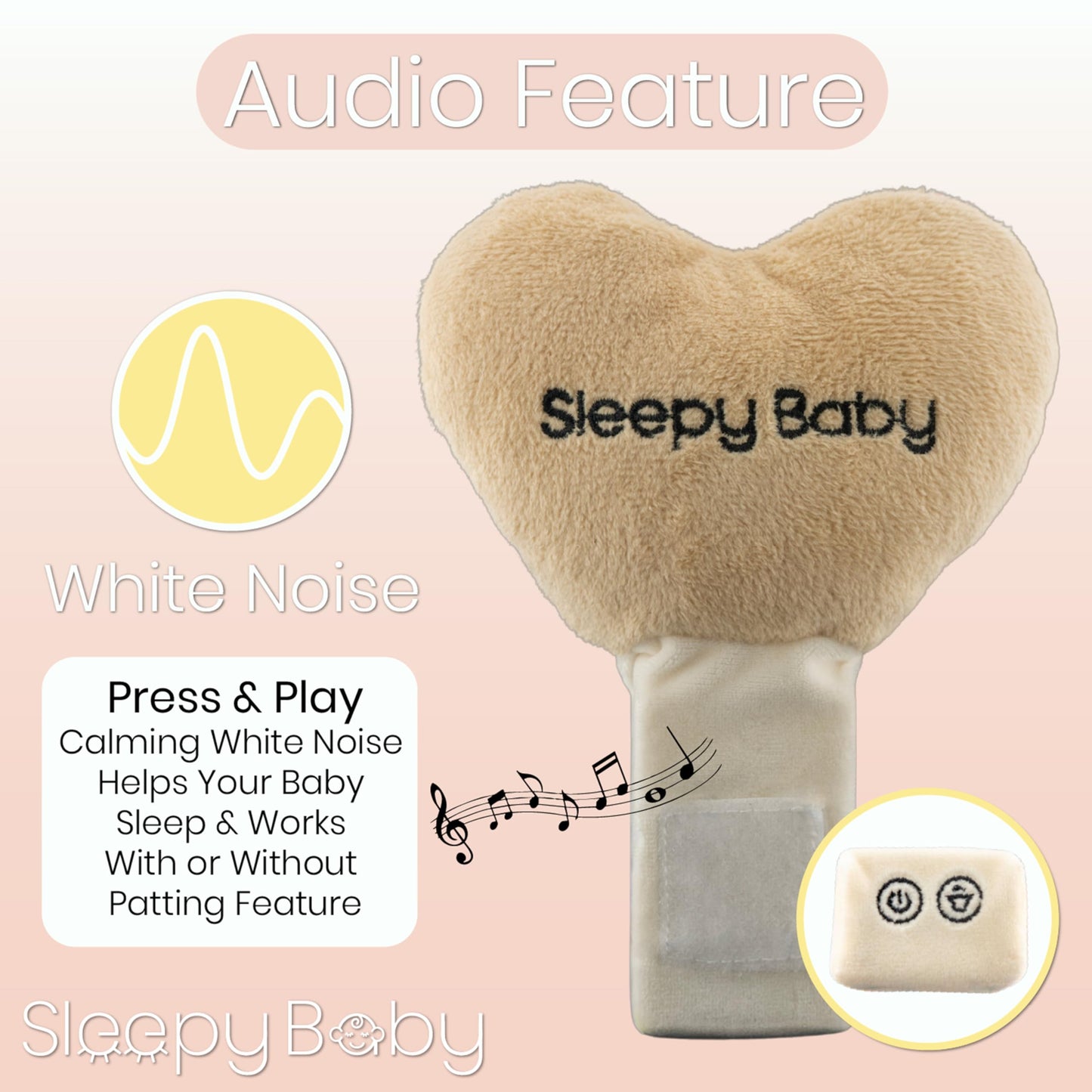 Sleepy Baby Shh White Noise Machine with Gentle Rhythmic Tapping | Mimics Parents Soothing Touch | Adjustable Speeds & Belt | Helps Reduce Constant Holding and Rocking