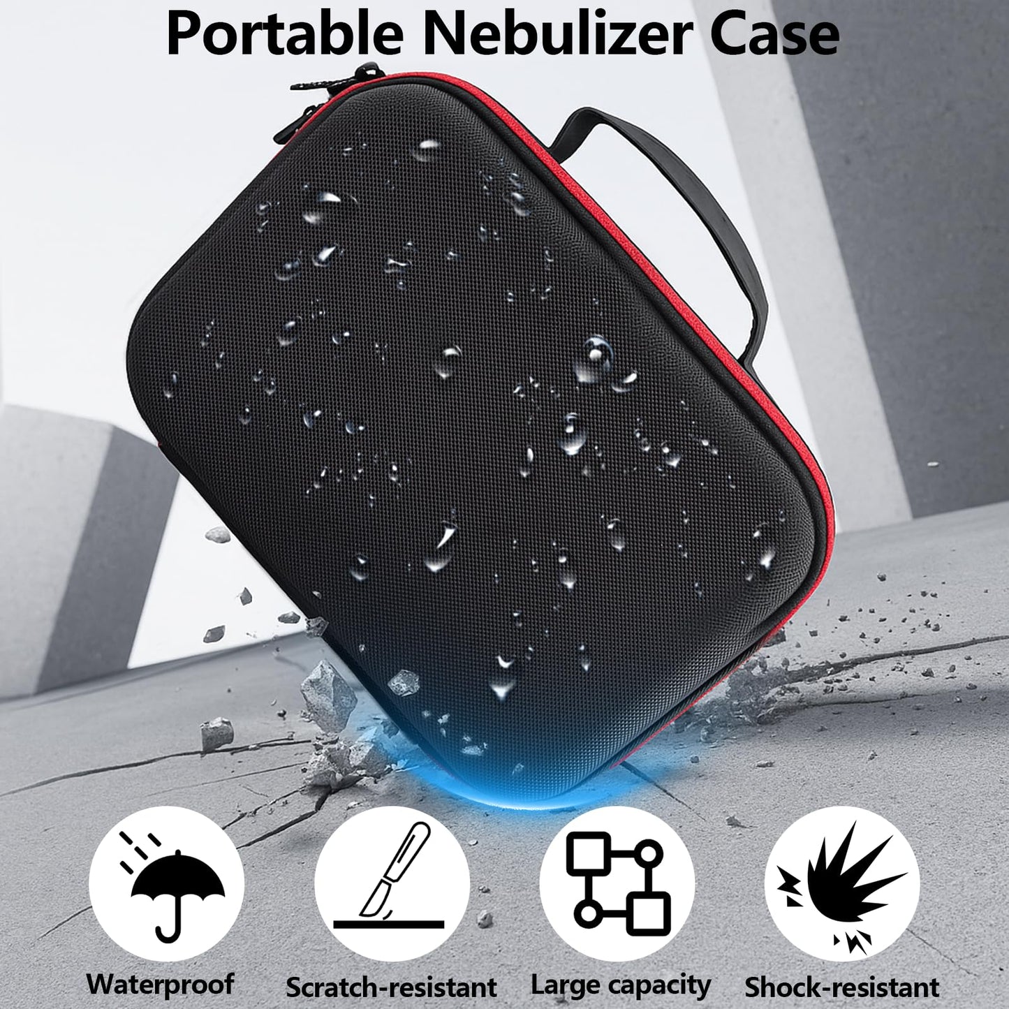 FDFuZhao Nebulizer Bag for Smart Nebulizer,Portable Hard Case,Desktop Inhaler Nebulizer for Home Travel Use, Medicine Storage Bag for Inhaler Spacer, Masks, Asthma Accessories for Kids and Adults,Red