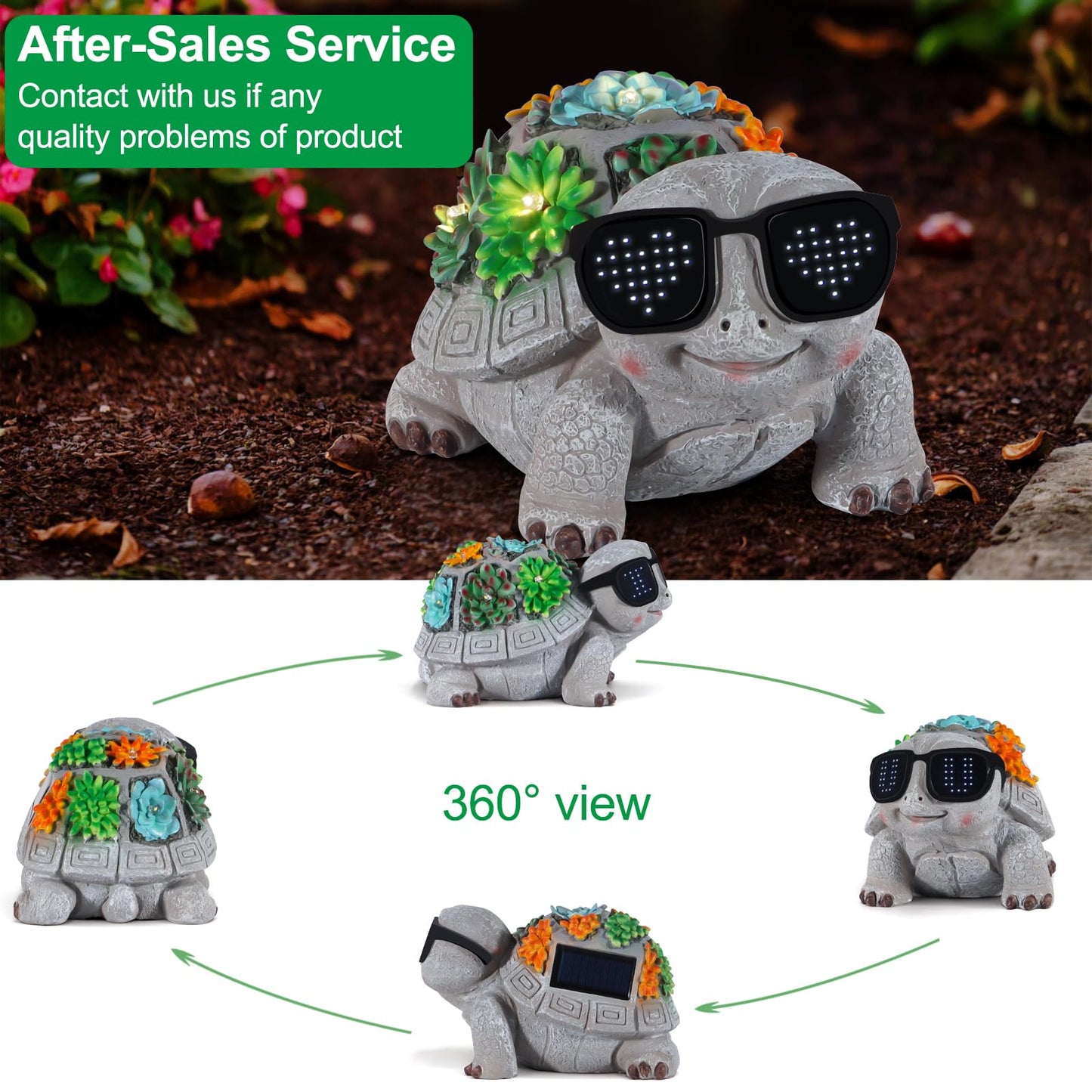 Pawatee Solar Garden Statues Turtle With Succulent And Led Lights Birthday Gifts For Women Mom Grandma Solar Outdoor Decor For Patio Backyard Yard Lawn Decoration-Unique