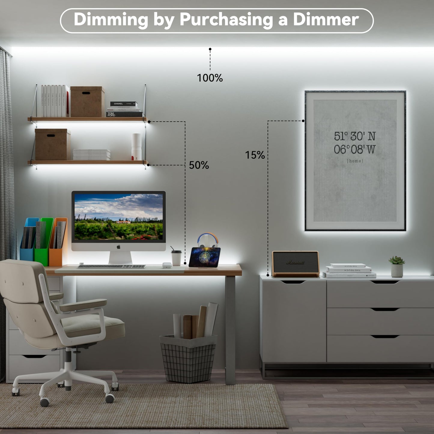 Miwise Cob Led Strip 32.8Ft/10M Cri 90+ Daylight White 6000K High Lumen Super Bright Flexible Dc24V Led Tape Light For Cabinet Home Office Diy Lighting Projects(Adapter&Controller Not Included)