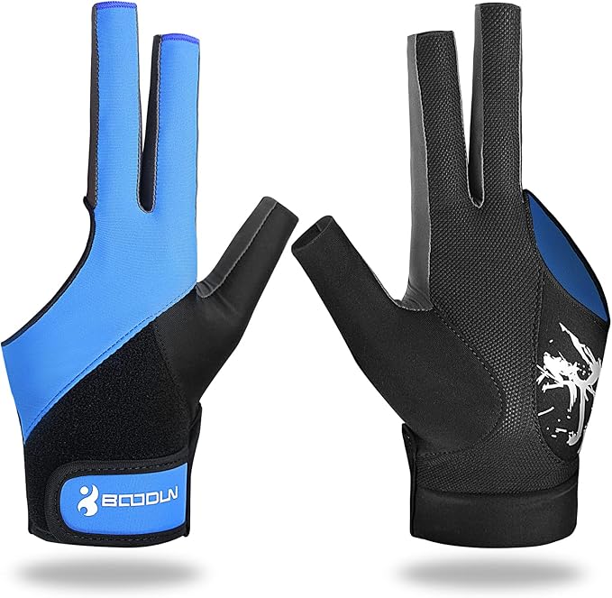 YFY Billiard Pool Gloves for Left Hand 3 Finger, Splicing Process, Snooker Cue Sport Glove Popular Sizes for Men & Women
