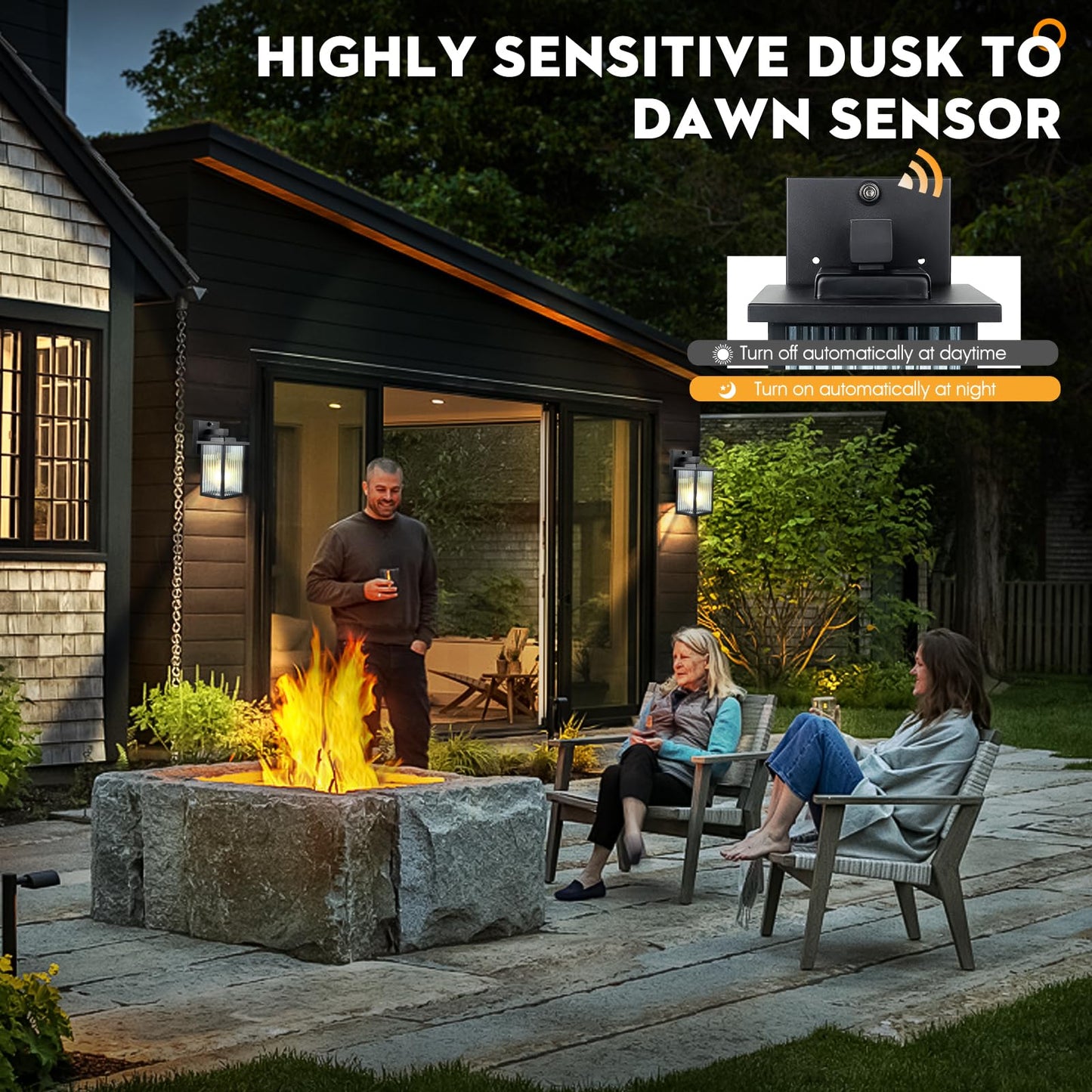 Hameso 2-Pack Outdoor Wall Lights For House Exterior  Dusk To Dawn Porch Lights Outdoor  Waterproof Matte Black Front Door Light Fixture & Garage Lighting With Wall Mount Sconce