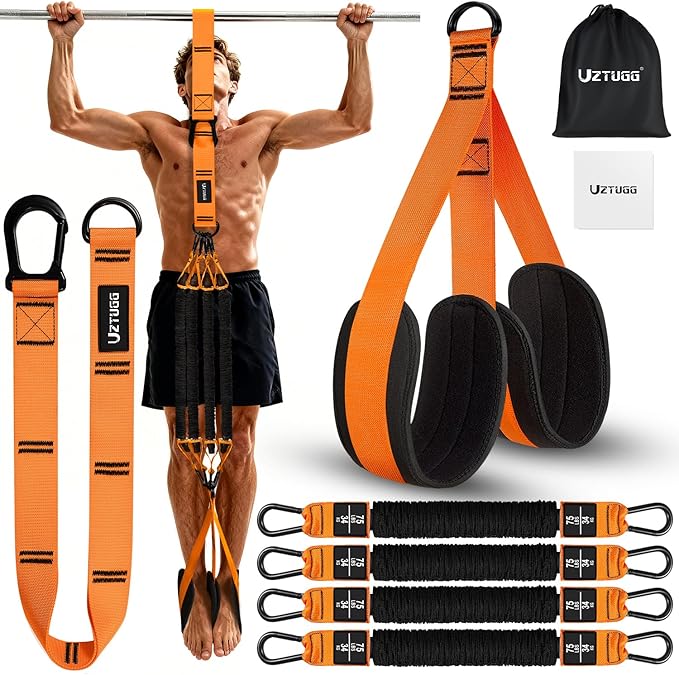 UZTUGG Heavy Duty Pull Up Assistance Bands, Pull Up Assist Band with Dual Foot Rests for Men, Home Gym Strength Training E...