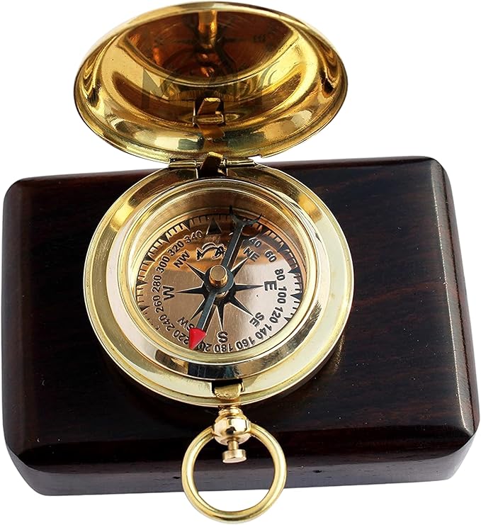 Backpacking Navigation Handmade Brass Personalize Compass for Best Man Get Well Hiking Camping Hunting Trekking Sailing Adventure Travelling Graduation Day Birthday Gifts for Son Back to School