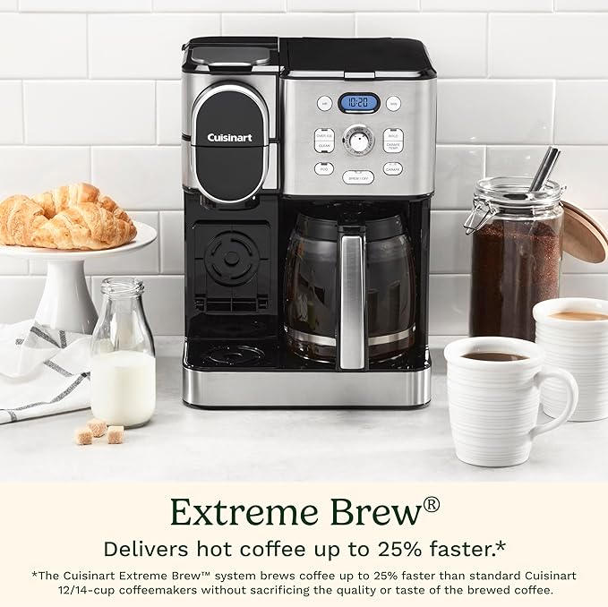 Cuisinart 12-Cup Coffee Maker, Single-Serve Brewer Glass Carafe, Automatic Hot & Iced Coffee Machine, Brew Strength Control and Brew Pause, SS-16, Stainless Steel
