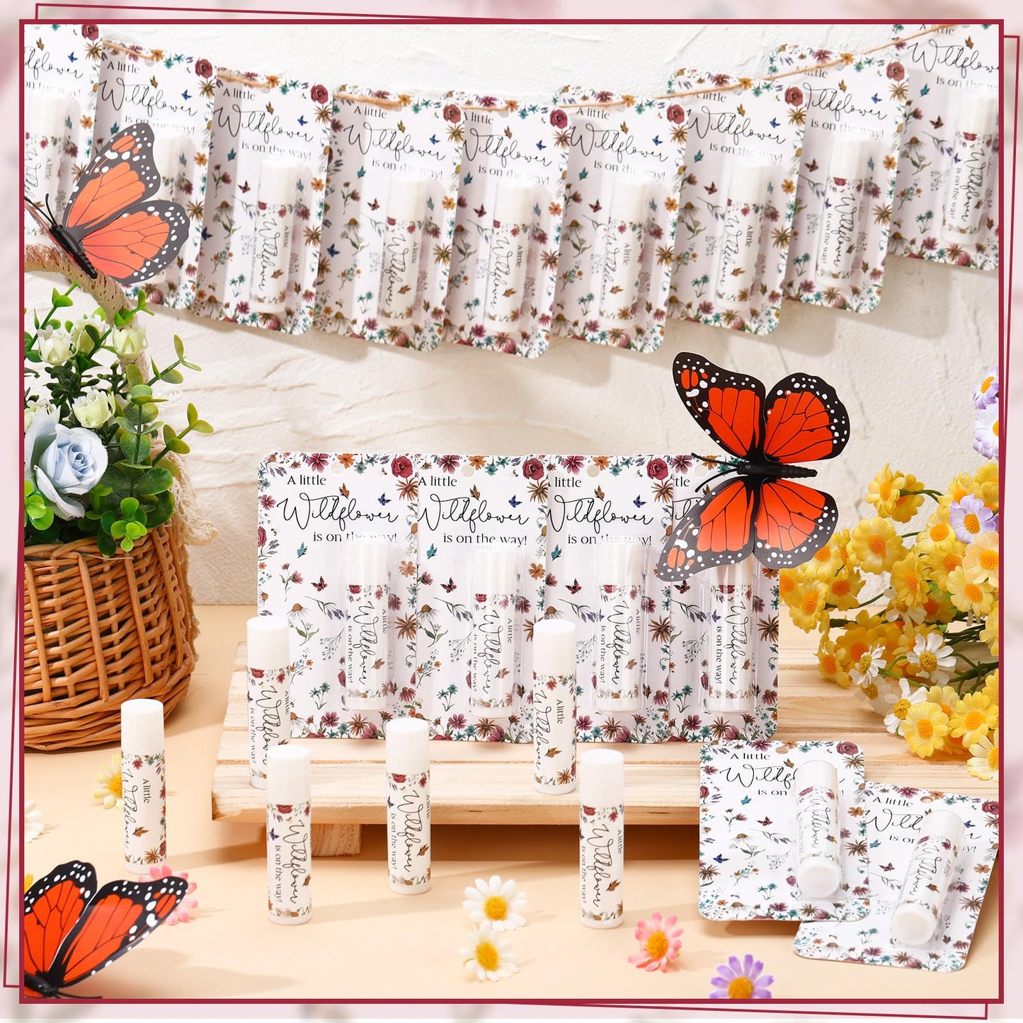 30 Pack a Little Wildflower Baby Shower Games Prizes Gifts Bulk Wildflower Lip Balms Favors for Winners Boys Girls Gender Reveal
