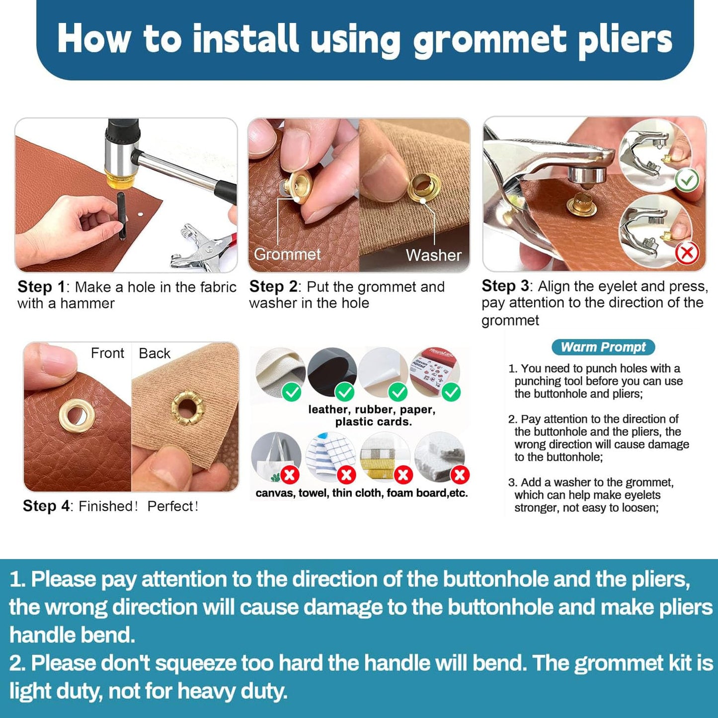 1003Pcs Grommet Tool Kit, 1/4 Inch 6mm(Inside) Grommet Eyelet Pliers Kit with 1000 Metal Eyelets with Washers for Fabric, Leather, Belt, Shoes, Clothes