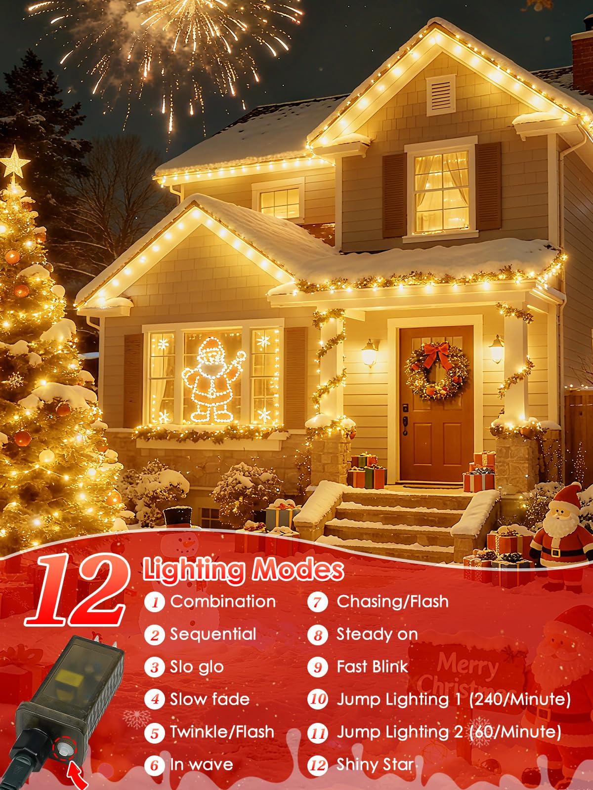 Voice Control Connectable 2Pk 164Ft 400Led Christmas String Lights Indoor Outdoor With Remote | Smart Twinkle Fairy String Lights 12 Modes & Timer For Xmas Tree Decor (Warm White)
