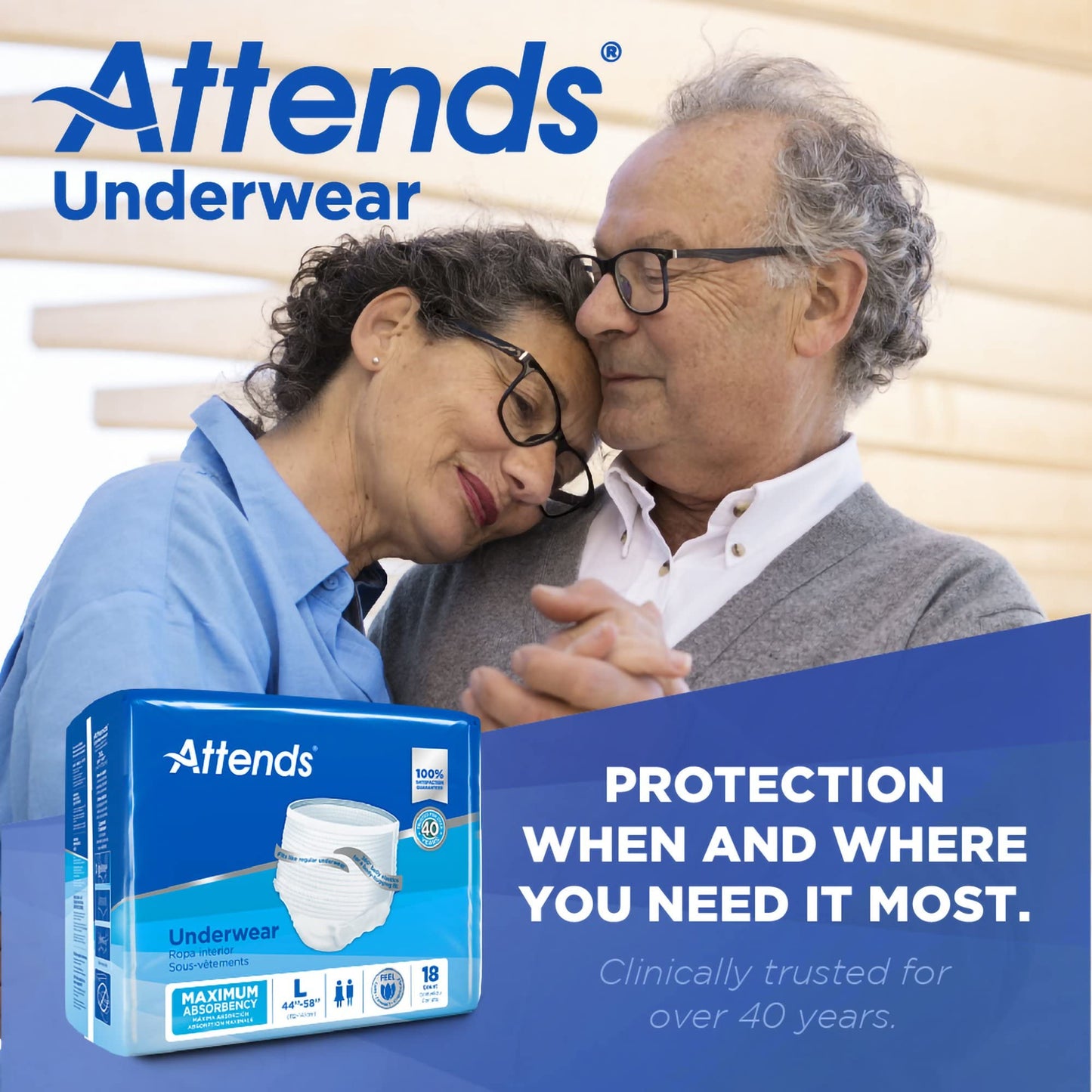 Attends Adult Absorbent Underwear, Large [72 Count] - Maximum Absorbency for Men and Women - Disposable Pull-On Diapers with Tear-Away Sides and Breathable Waistband - AP0730