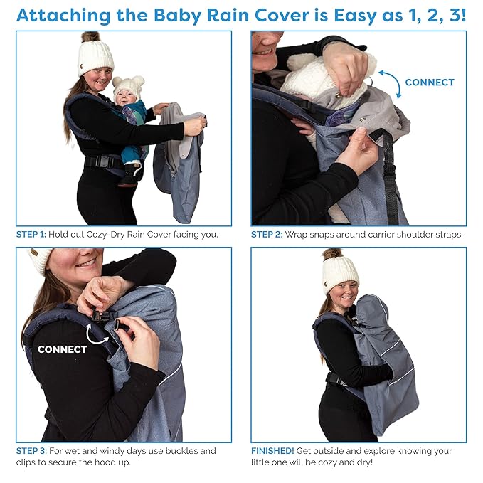 JAN & JUL Waterproof Baby Carrier Cover for Rain, Universal Fit for Car Seats and Strollers (Dusty Blue)