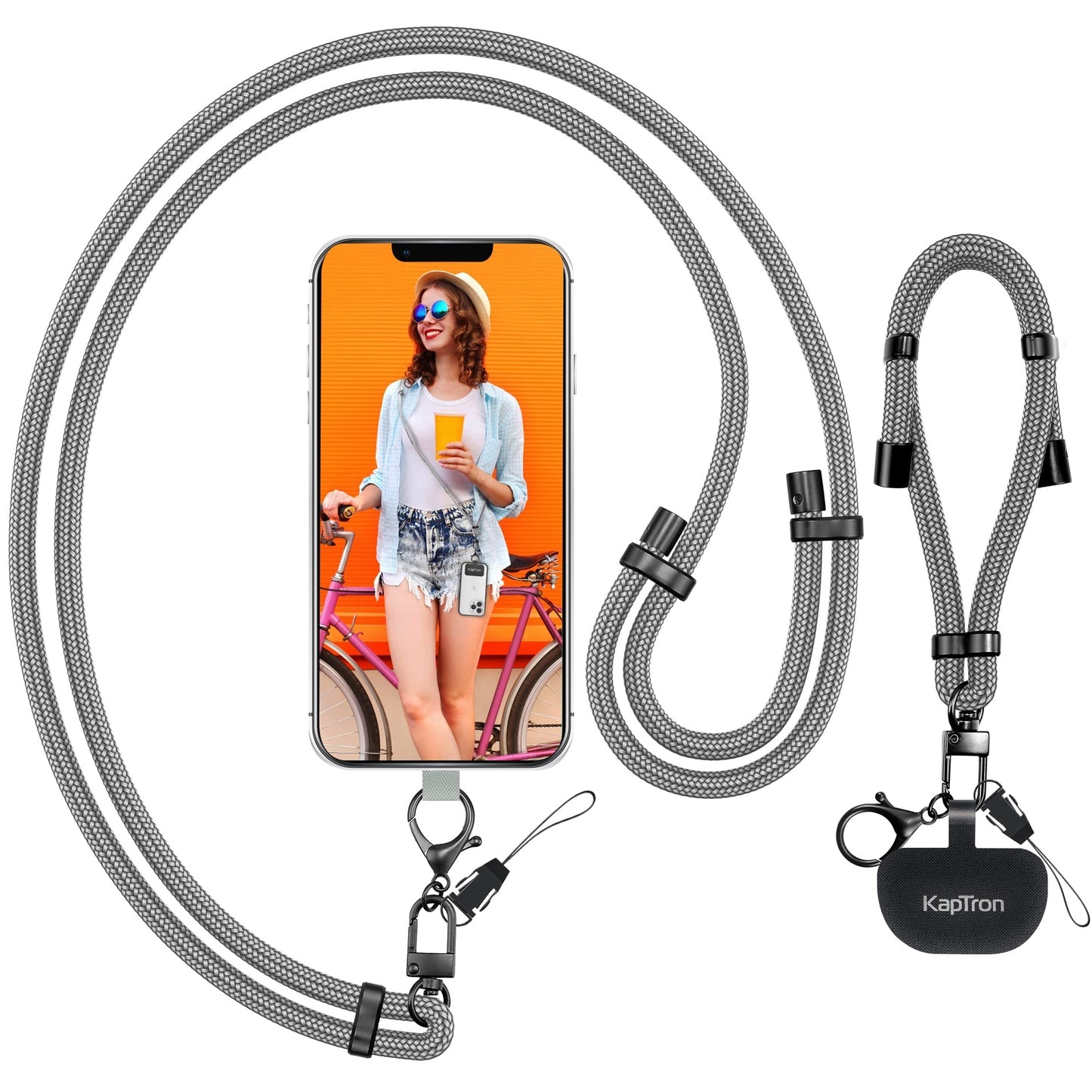 Kaptron Universal Phone Lanyard With Wrist Strap, Adjustable Crossbody Cell Phone Lanyard Neck Strap And Wristlet Strap With 2 L
