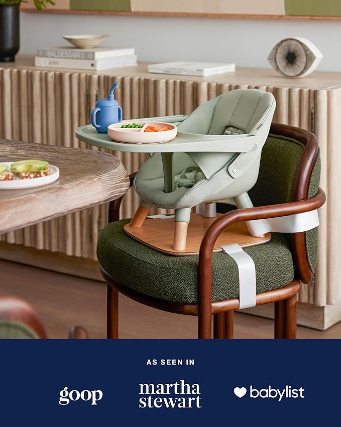 Lalo The 3-in-1 High Chair Kit - Convertible Wooden High Chair for Babies & Toddlers with Infant Support, Cushion, Booster Conversion Kit & Play Legs, Adjustable Footrest - Licorice