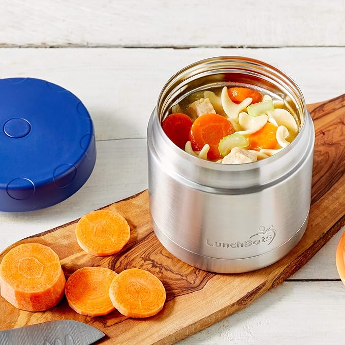 LunchBots 16oz thermos Stainless Steel Wide Mouth - Insulated thermos With Vented Lid - Keeps Food Hot or Cold for Hours - Leak-Proof Portable Thermal Food Jar is Ideal for Soup - 16 ounce - Navy