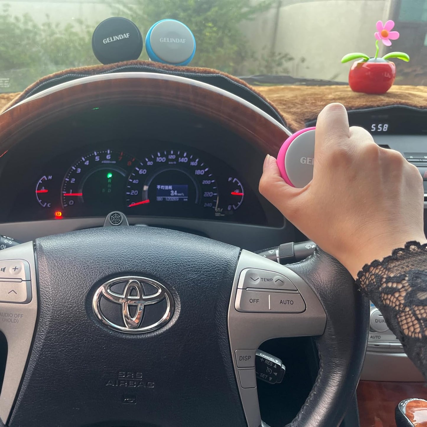 Steering Wheel Knob Pink, Women Car Suicide Knob Spinner Wheel, Non-Slip Driving Power Handle for Standard & Thick Steering Wheels Universal Fit for Car, Trucks, Forklift, Boat etc