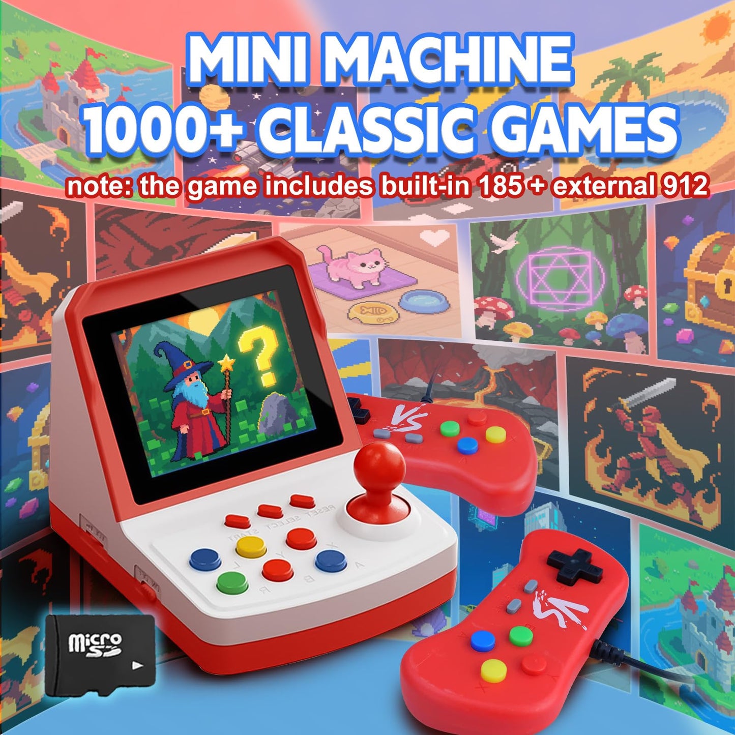 Colourbing A6 Retro Handheld Game Console - Supports 1000+ Games,3.2 Inch Screen,Mini TV-Style,Plug & Play to Big Screen,2-Player Ready - Birthday Gift for Boys and Girls,Video Games for Partner(Red)