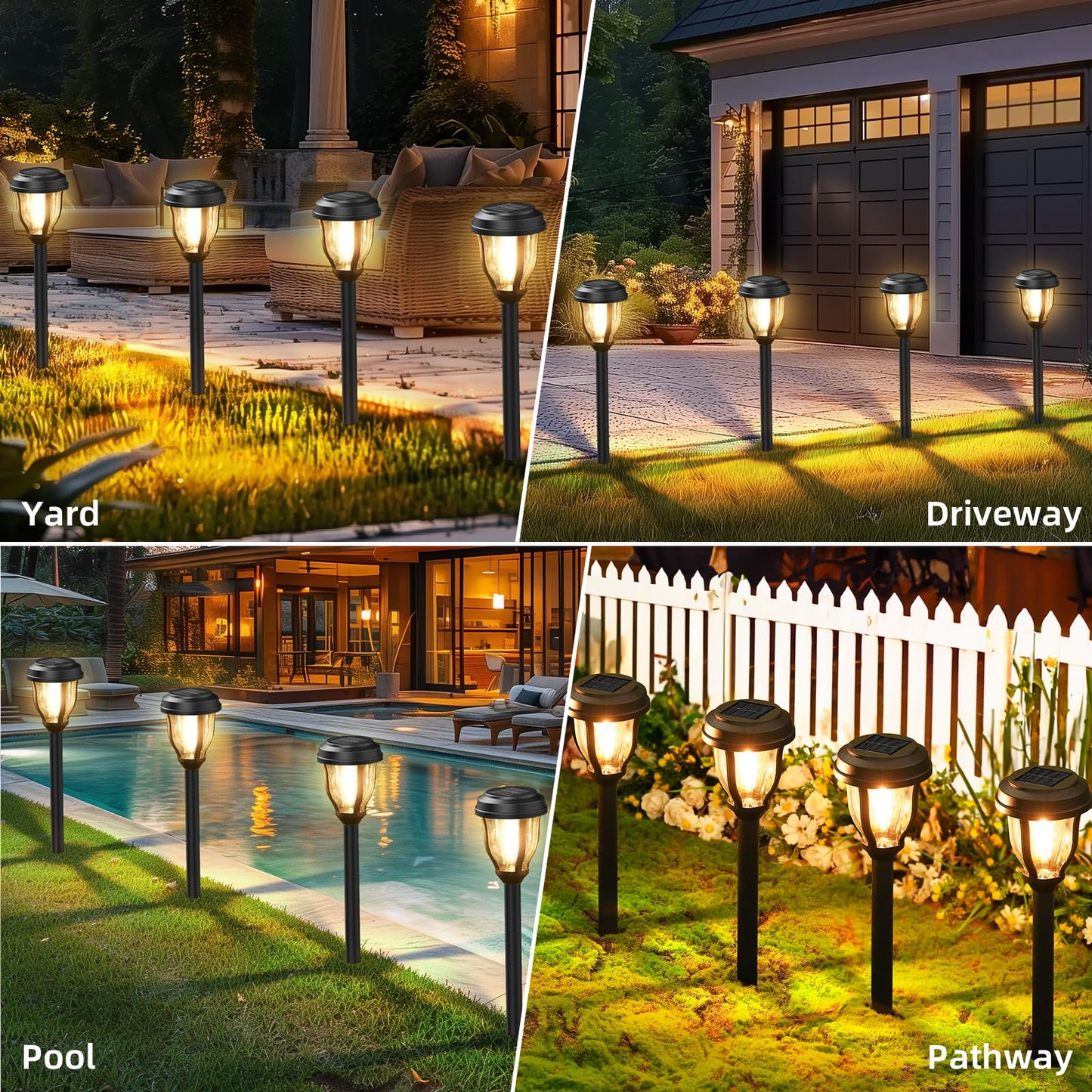 Deraysion 6 Pack Solar Lights Outdoor  Solar Pathway Lights Waterproof Garden Landscape Lighting For Path  Yard  Walkway  Driveway Decor- 6 Pack Warm White