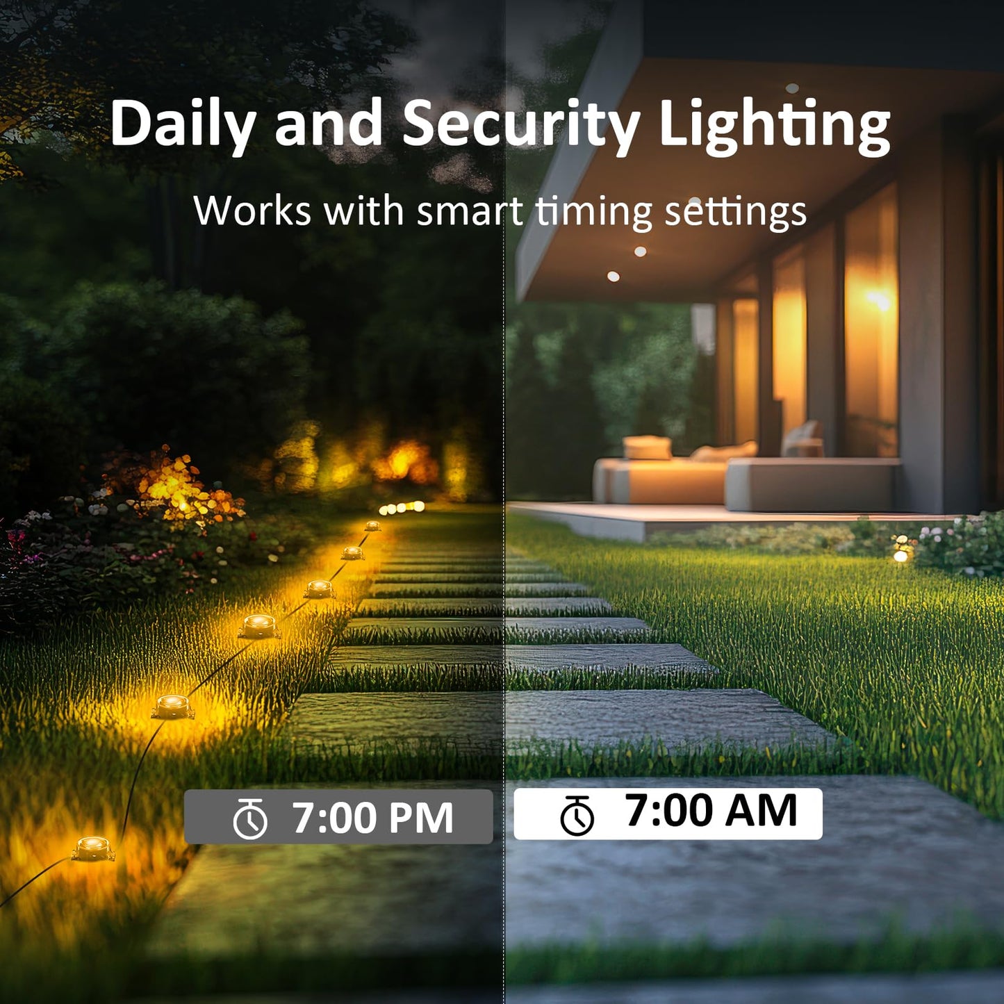 IVRICH Outdoor Ground Lights, 200ft RGB Color Changing, Remote & App Control, IP68 Waterproof, Black, Model 5050