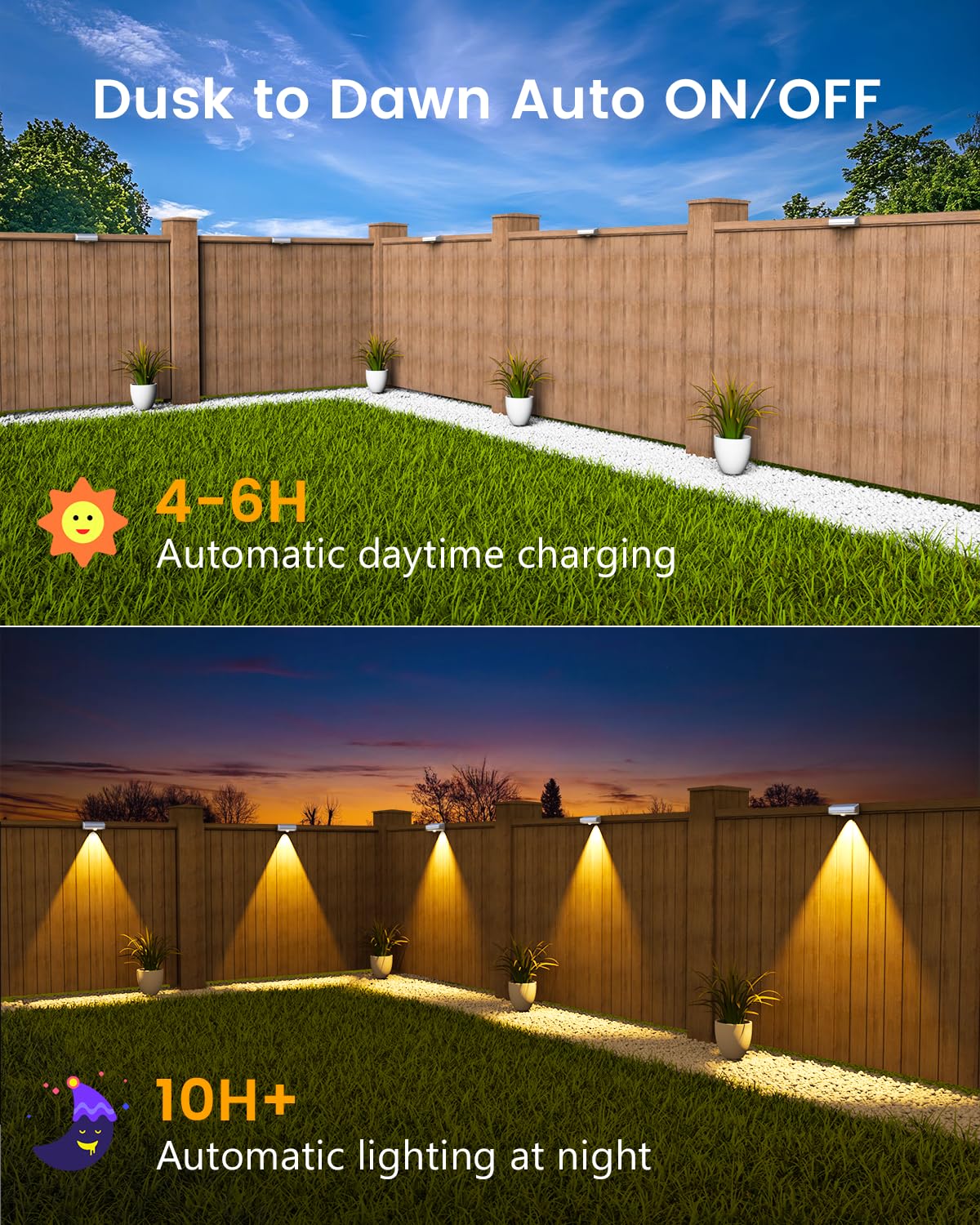 Jofios Solar Fence Lights Outdoor  12 Pack  50Lm Ultra Bright  10 Colors & 12 Lighting Modes Solar Deck Lights  Ip65 Waterproof  Dusk-To-Dawn Solar Powered Fence Light For Patio  Railing (White)