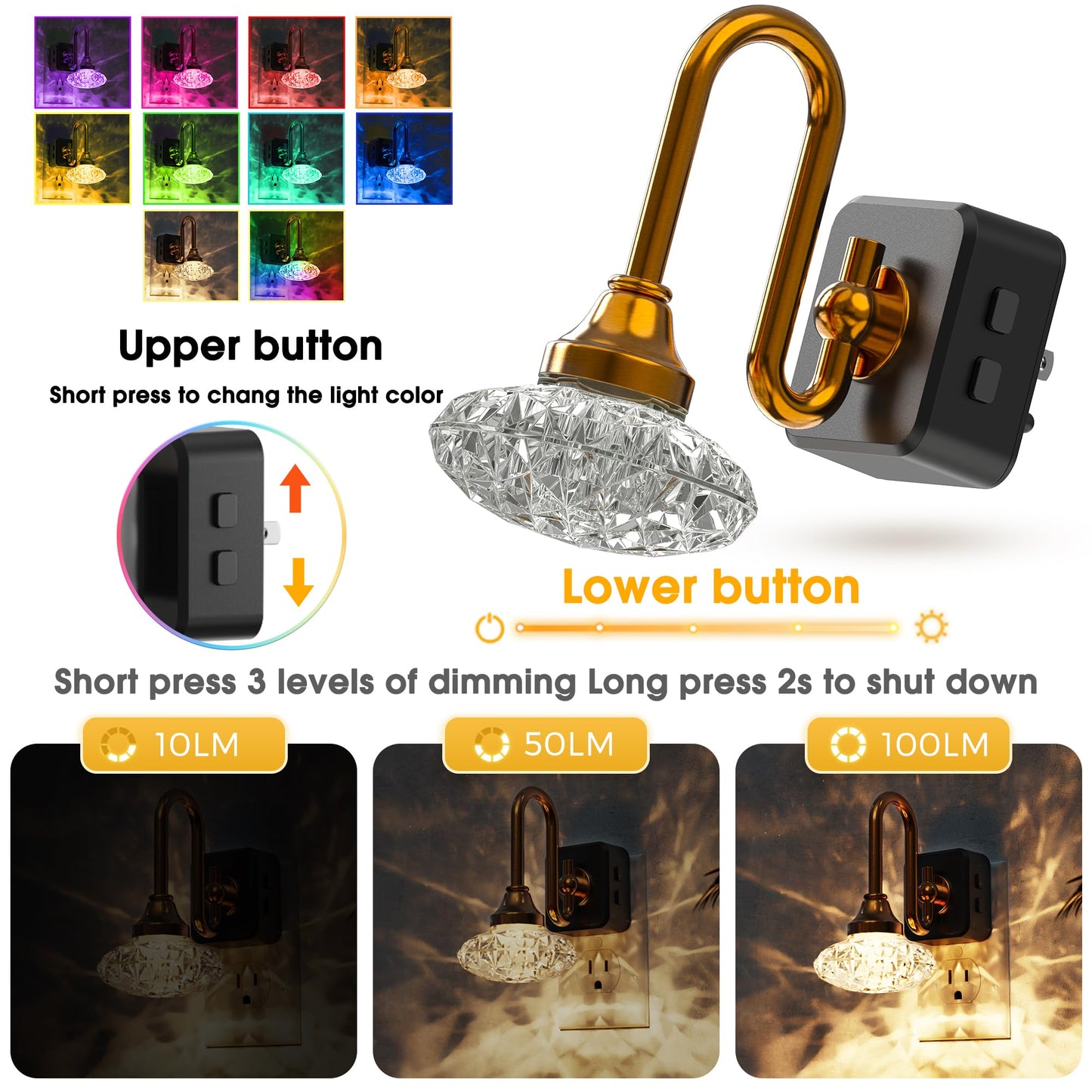 L Lohas Led Night Lights Plug Into Wall 2 Pack 10-Color Changing Rgb Floral Night Lights  Dusk To Dawn 3 Brightness Levels Rotatable Plug In Nightlight For Bedroom  Nursery  Hallway  Gift