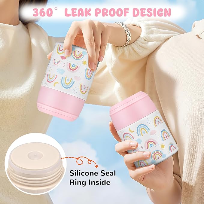 10oz Soup Thermo for Hot Food Kids Insulated Food Jar Container with Spoon Width Mouth Stainless Steel Leak Proof Thermo Lunch Box for School Travel