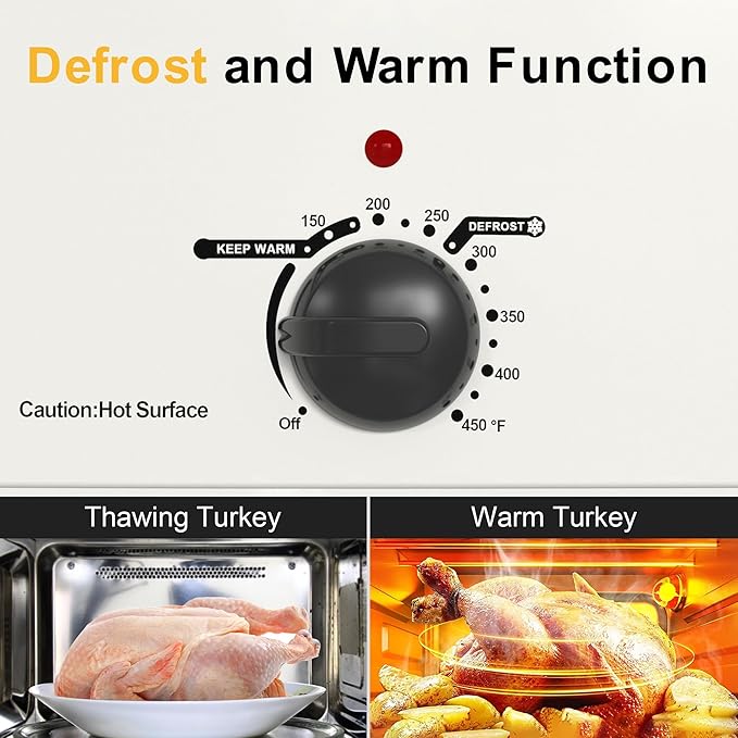RoyalCraft 22-Quart Electric Roaster Oven with Visible Self-Basting Lid, Turkey Roaster Oven with Removable Pan and Rack, Perfect for Large Meals and Holiday Feasts, White