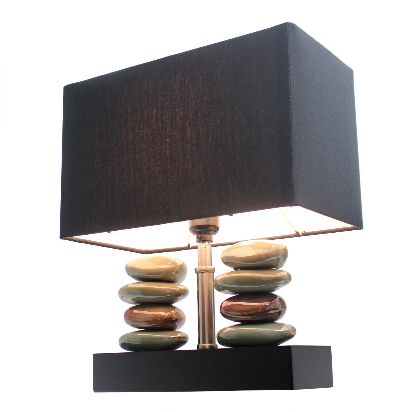 Elegant Designs Lt1036-Blk Black Ceramic Table Lamp, 11.75L X 6.50W X 14H, Dual Stacked Stone Design