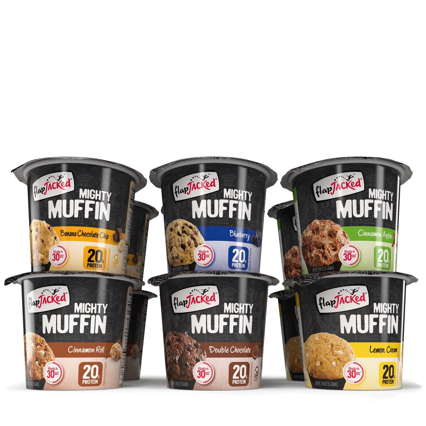 FlapJacked Mighty Muffins, Power Breakfast Variety, 12 Pack | 20g Protein