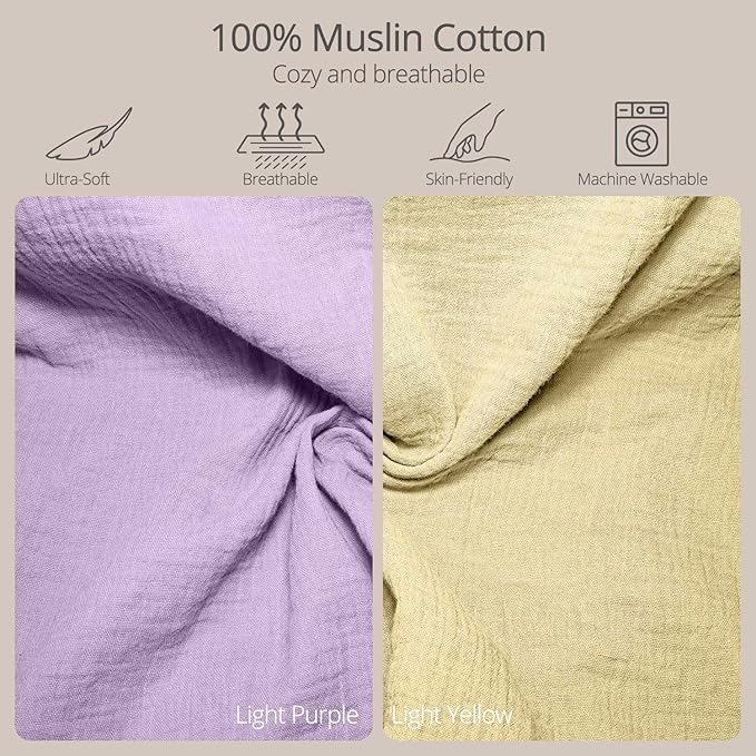Muslin Baby Changing Pad, 2 Pack Muslin Soft Cotton Covers & Waterproof Lining Foam Diaper Changing Table Pad 32" x 16.6" Mat for Dressers