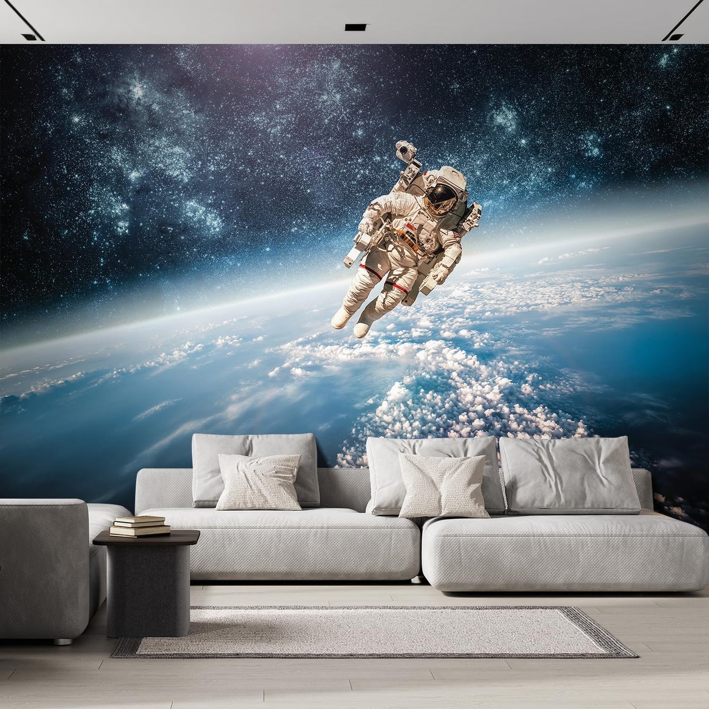 wall26 Wall Sticker/Wall Mural an Astronaut Floating About Planet Earth, Not Peel and Stick, Non-Woven Wallpaper Decorative for Bedroom, Living Room, Office - 96x144 inches