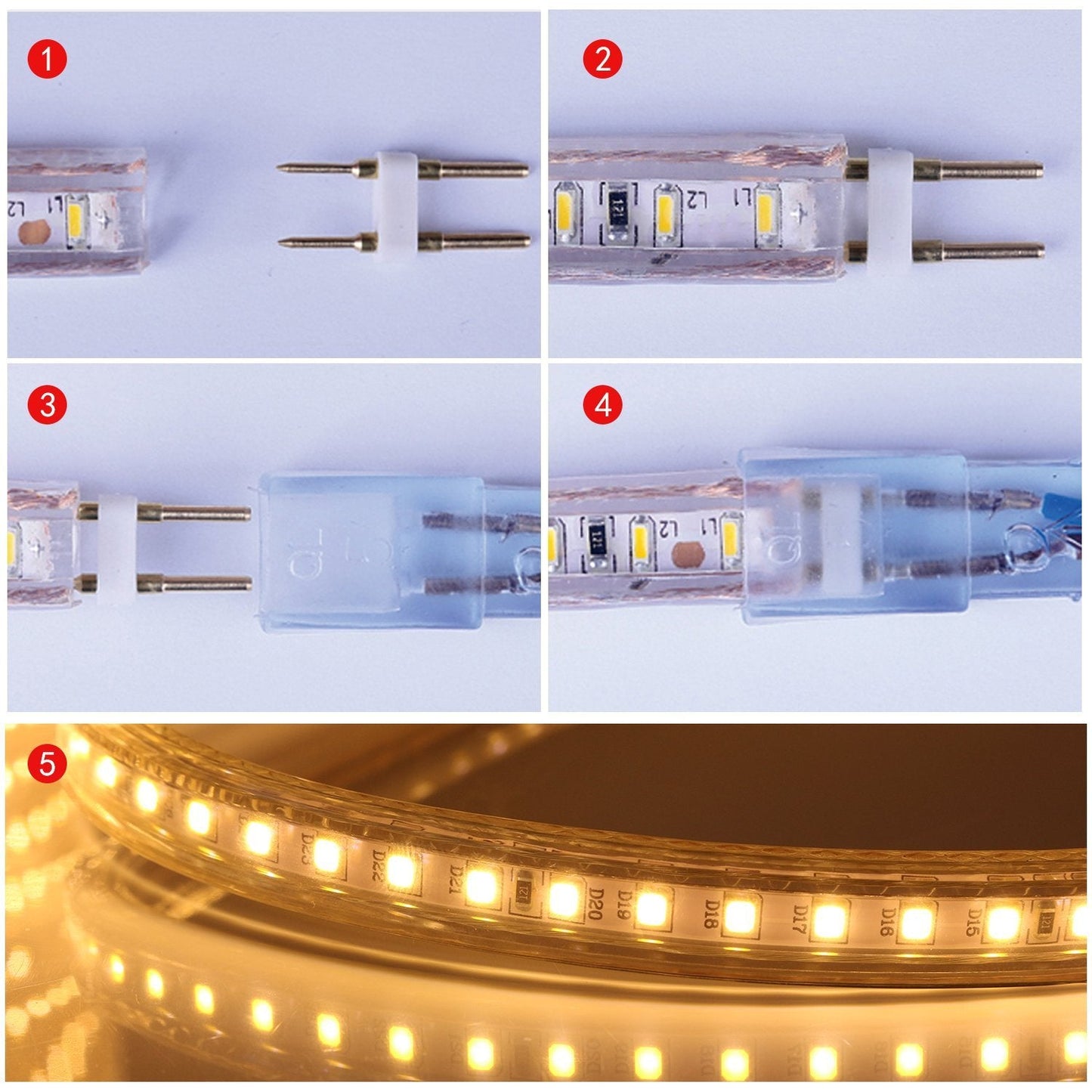 Kertme 5050-60 Led Strip Lights, 50M Warm White, Waterproof, Dimmable With Remote, Flexible Rope Light For Home/Garden Decoration