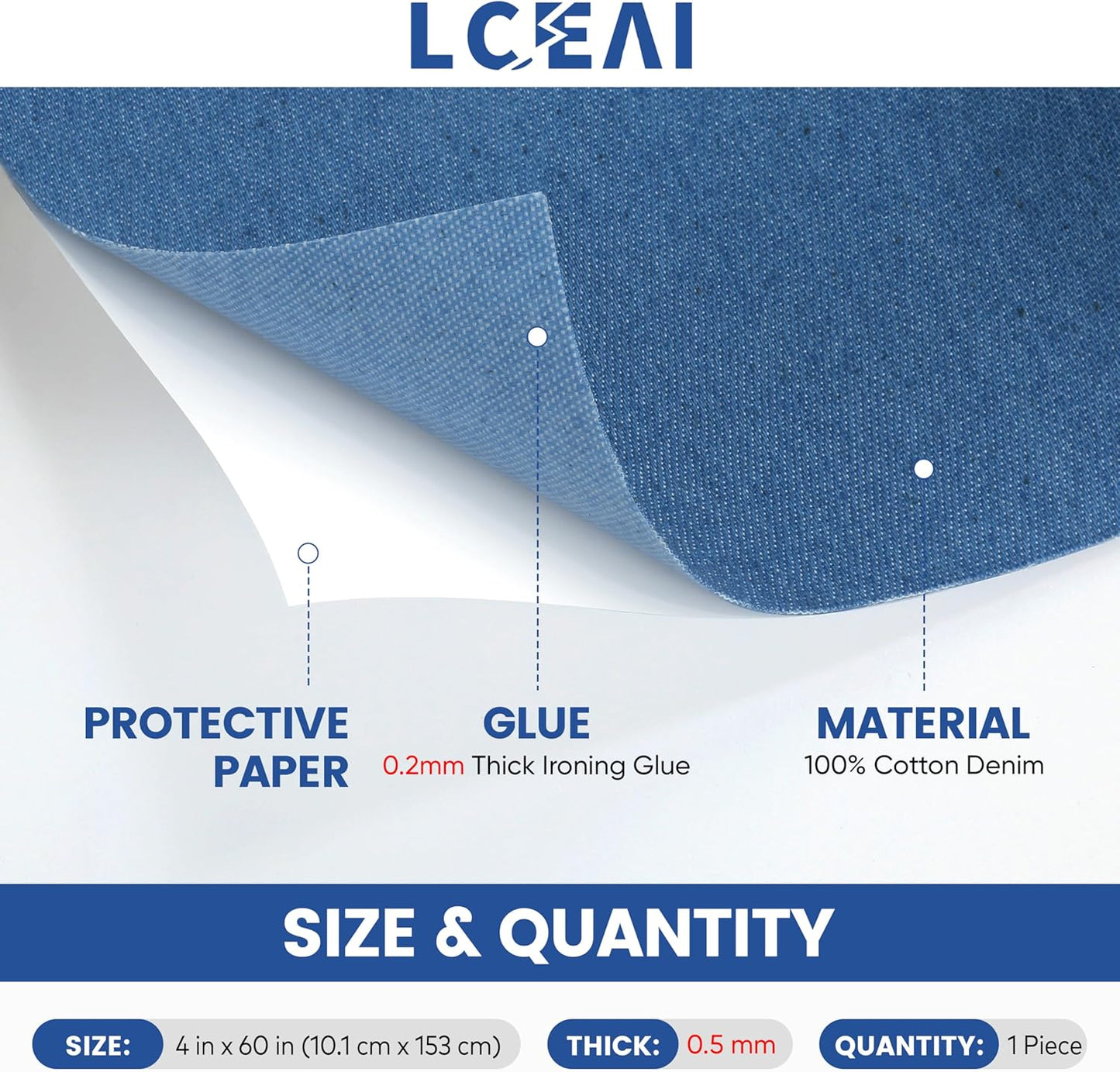 Denim Patches for Inside Jeans - Iron On Patches for Jeans - Jeans Patch for Repairing Pant Holes and Covering Imperfections, Large Size, 4 in. x 60 in.Blue
