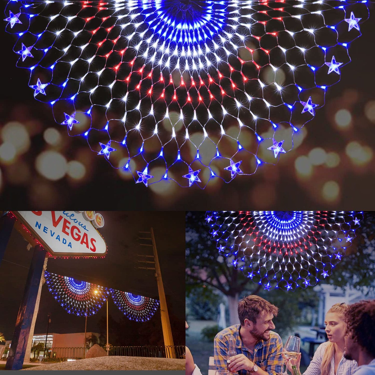 Puhong July 4Th American Flag Lights 250 Led Usa Half Fan Flag String Lights Outdoor Waterproof Patriotic Ornaments For 4Th Of July  Patriot Day  Independence Day