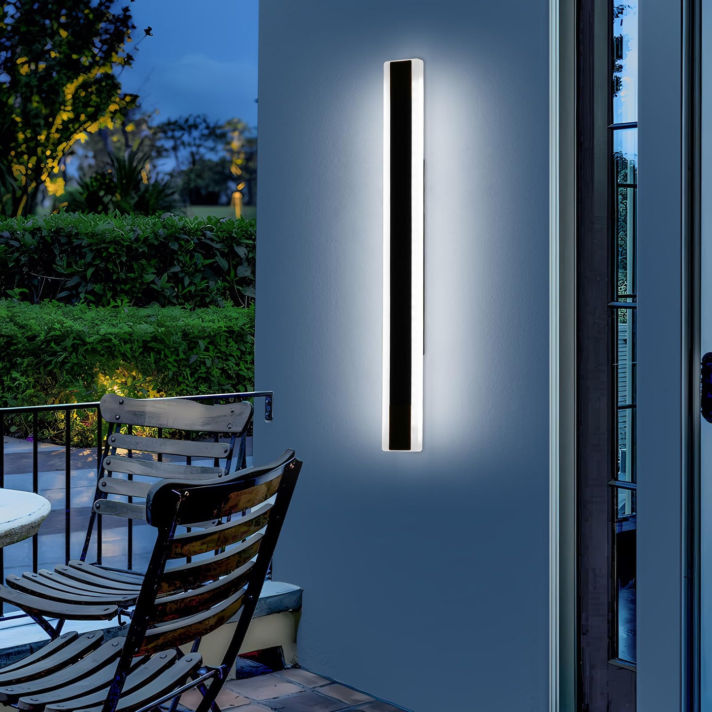 Mikeru 39.3Inch Long Led Wall Light  6000K Cool White Modern Outdoor Wall Light Ip65 Waterproof Black Acrylic Porch Exterior Lighting Fixtures  Exterior Wall Mount Lights For Garage Front Door