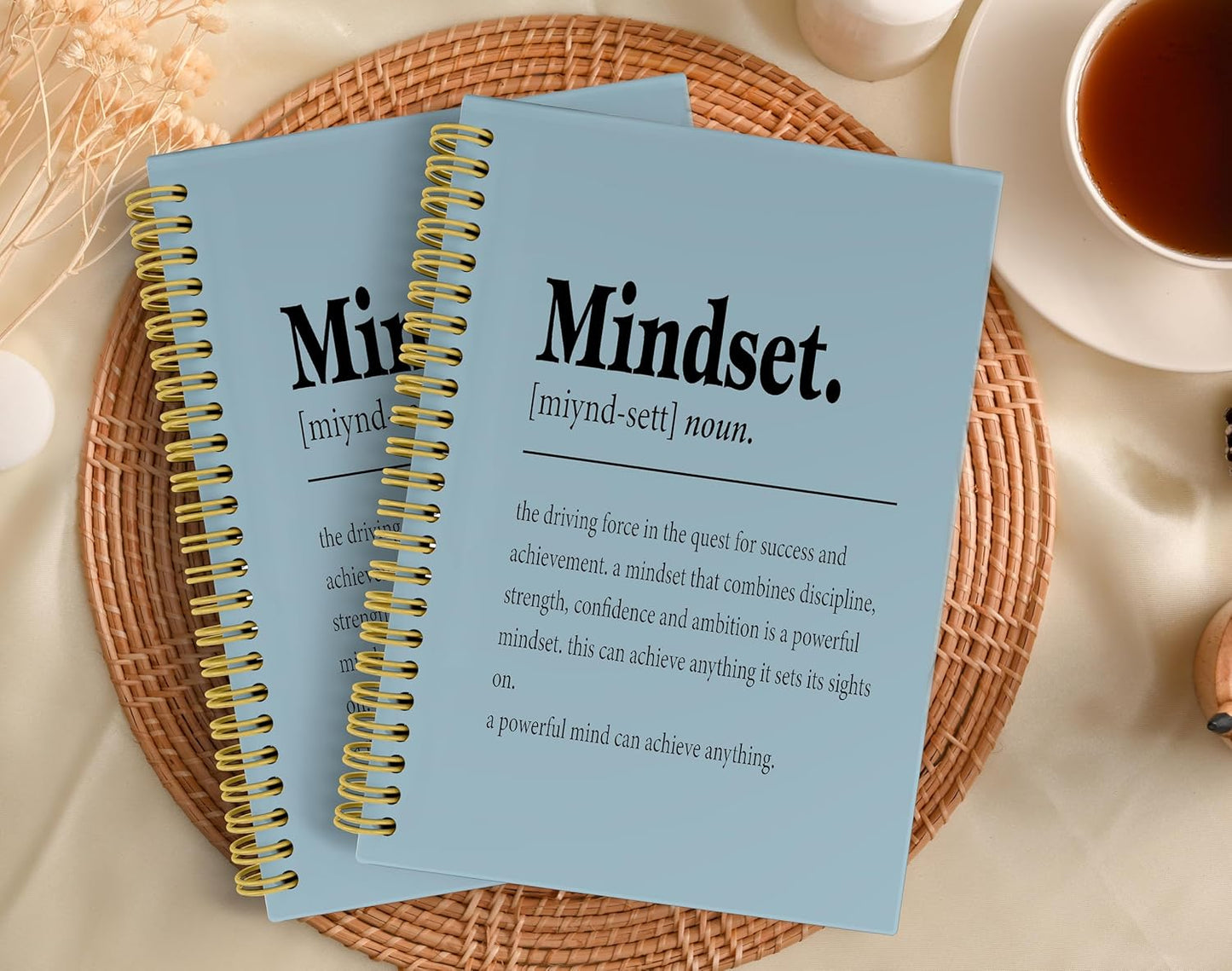 Knibeo Mindset Inspirational Notebooks Journal - Anti Anxiety Notebook, 5.5×8.3 Inch Inspirational Spiral Bound Notebook with 164 Pages, College School Supplies(Wathet)