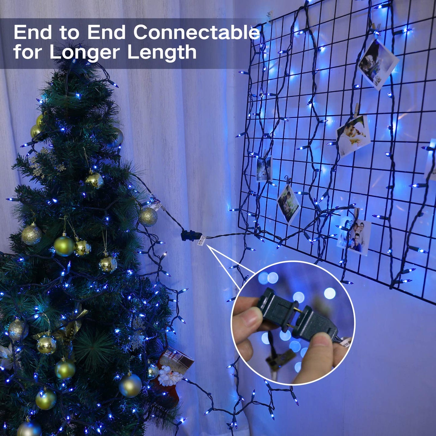 Odeetronic 21.63Ft 100 Count Blue Incandescent Christmas String Lights, Ul Certified, Indoor/Outdoor Decor