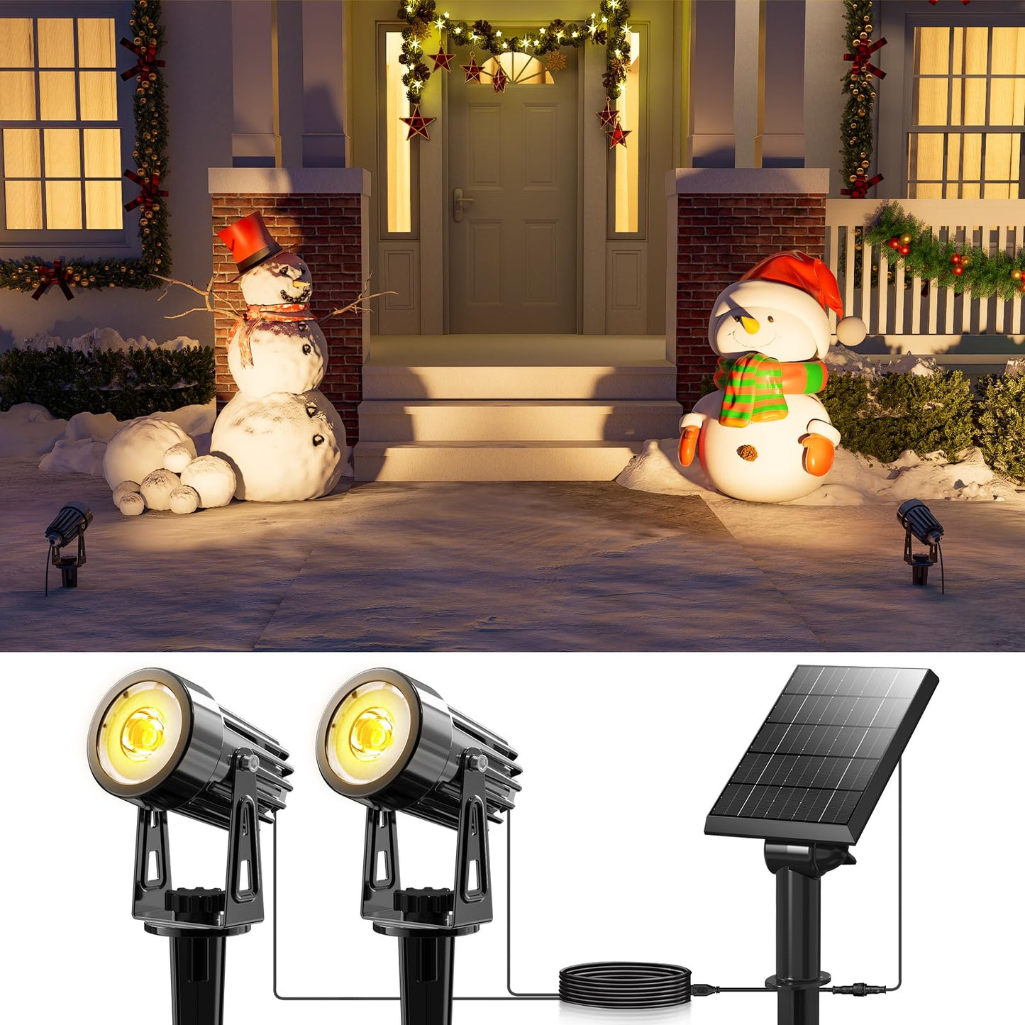 GVSHINE Aluminum Solar Spotlights Outdoor Waterproof Bright Landscape Spot Lights Dusk to Dawn for Christmas Tree, Santa, Reinde