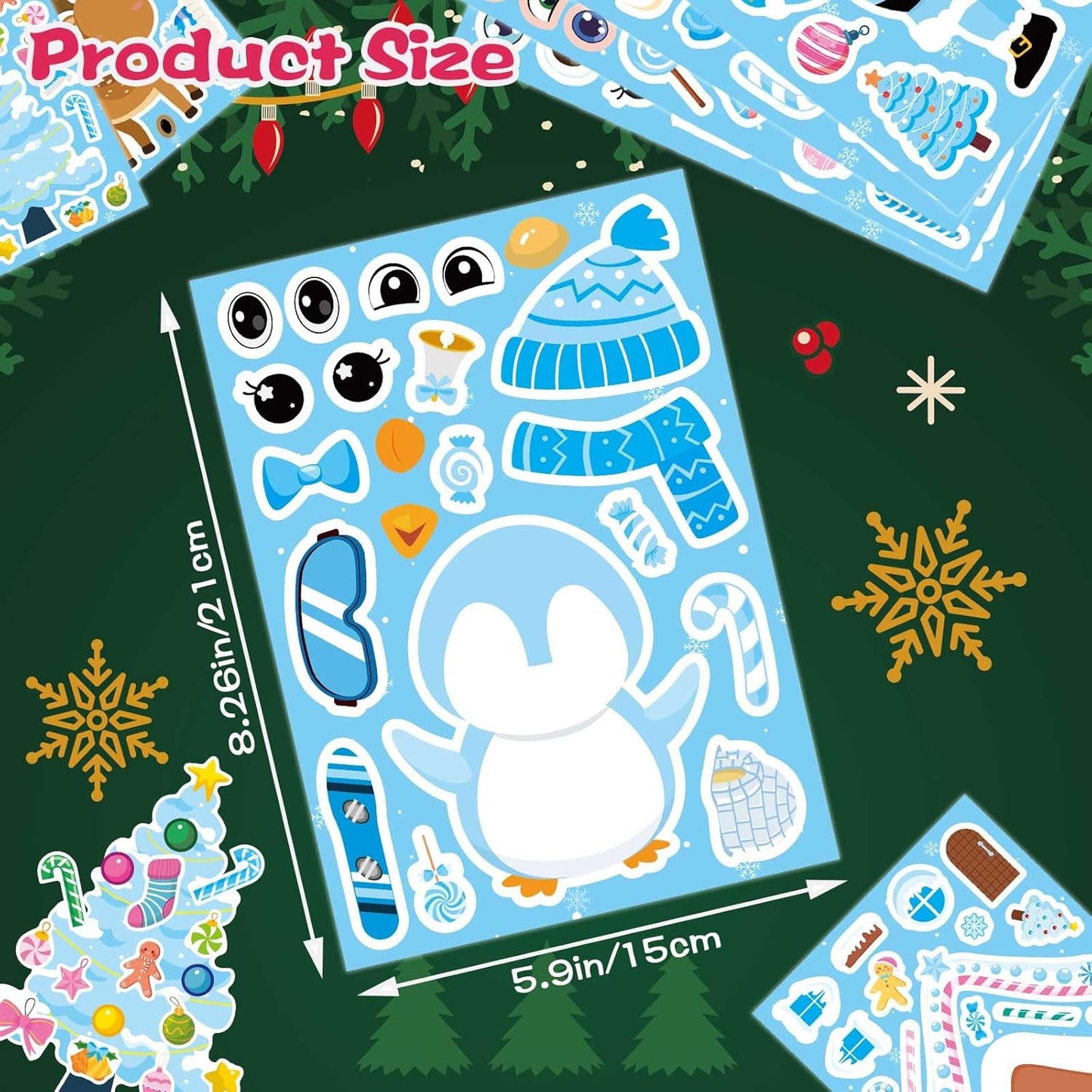 32 Sheets Make Your Own Christmas Stickers, Winter Stickers for Kids, Make a Face Sticker, Winter Holiday GIF, Xmas Party Favor Supplies Christmas Stocking Stuffer Gifts