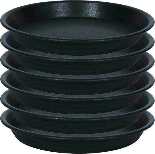 6 Pack Plant Saucer Drip Tray 9 10 inch, Plant Dishes Saucer Plastic Flower Planter Saucers and Drip Trays for Indoors Outdoors, Heavy Durable Plant Plate Water Catcher (10", Black)