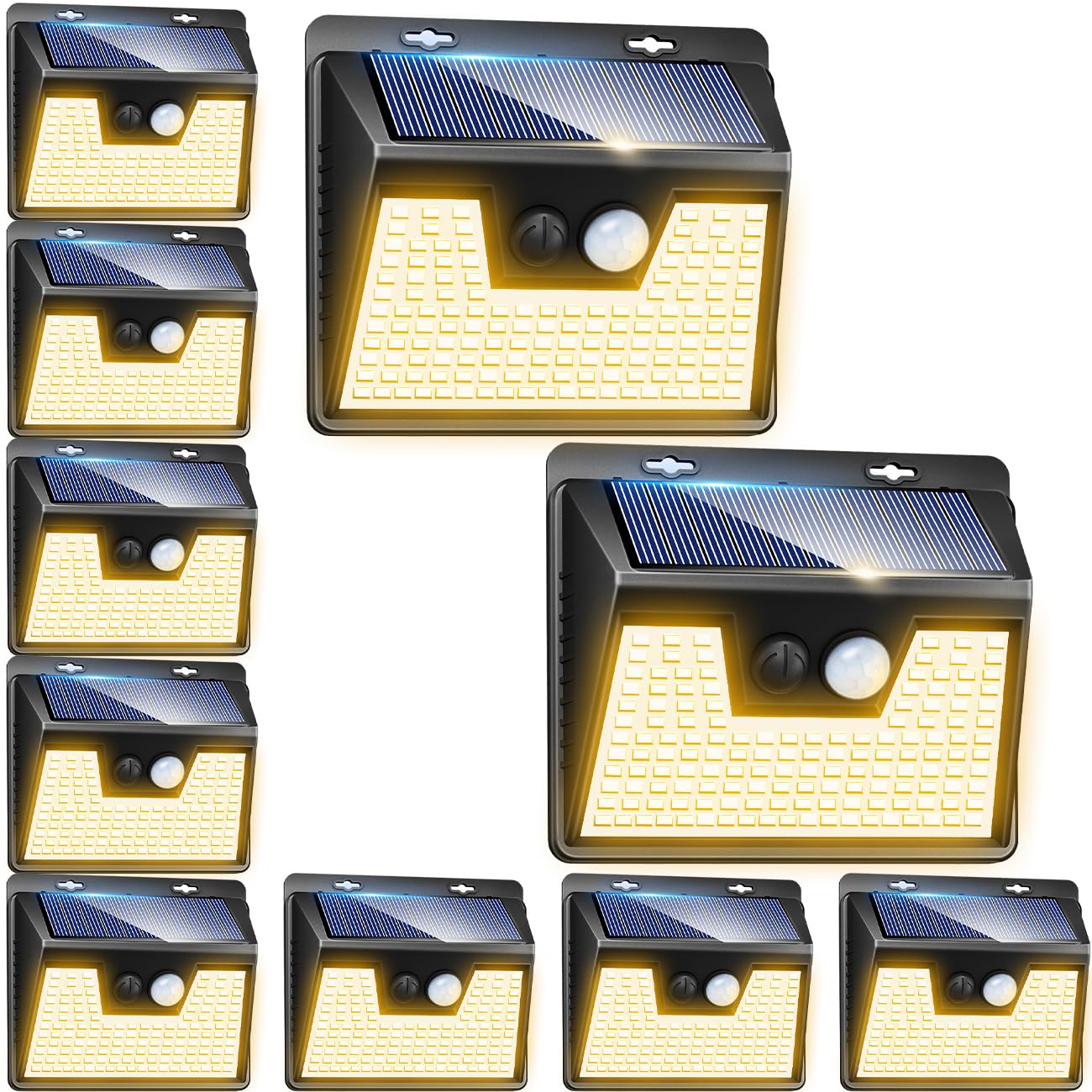 Peasur Solar Outdoor Lights, 10 Pack, 3000K Warm White, Motion Sensor, Waterproof Security Lights For Garden Yard