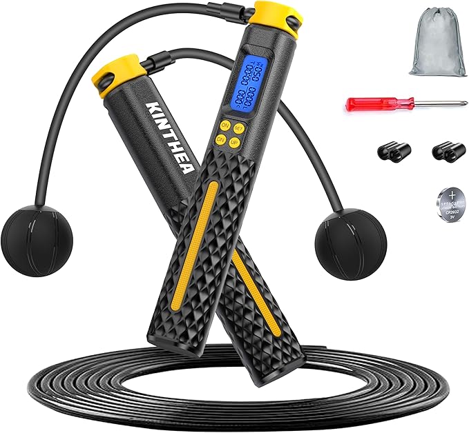 KINTHEA 2 in 1 Smart Jump Rope with Counter and LED Display, Cordless Jumping Rope with Counter for Women, Men, All Age, A...